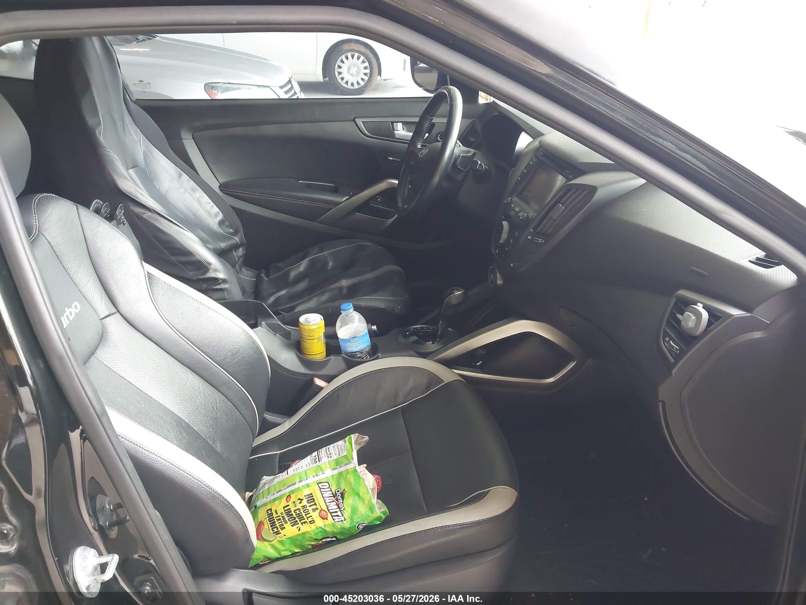 2014 Hyundai Veloster Turbo W/black Black vin: KMHTC6AE7EU195656