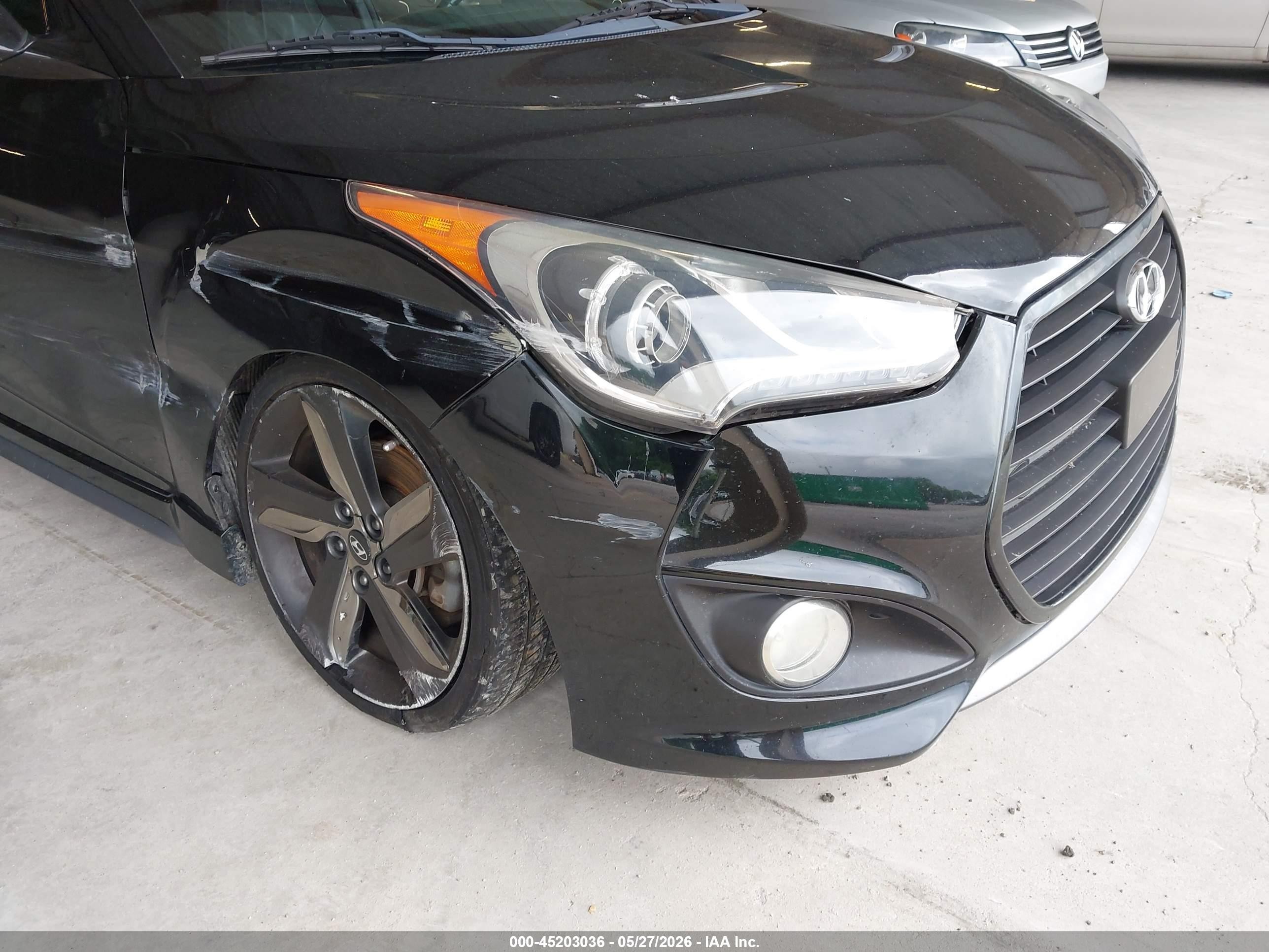2014 Hyundai Veloster Turbo W/black Black vin: KMHTC6AE7EU195656