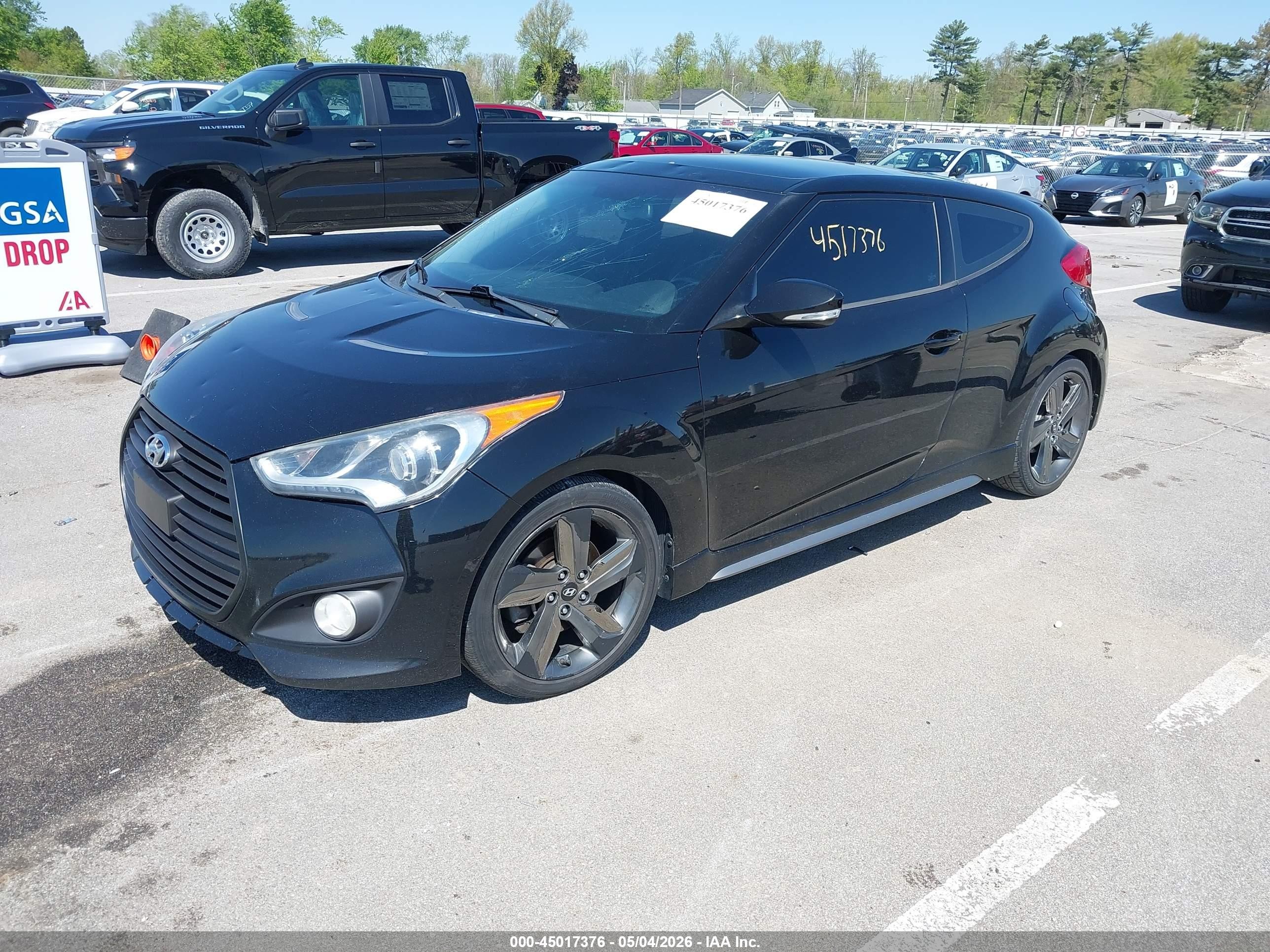 2014 Hyundai Veloster Turbo W/blue Black vin: KMHTC6AE7EU202573