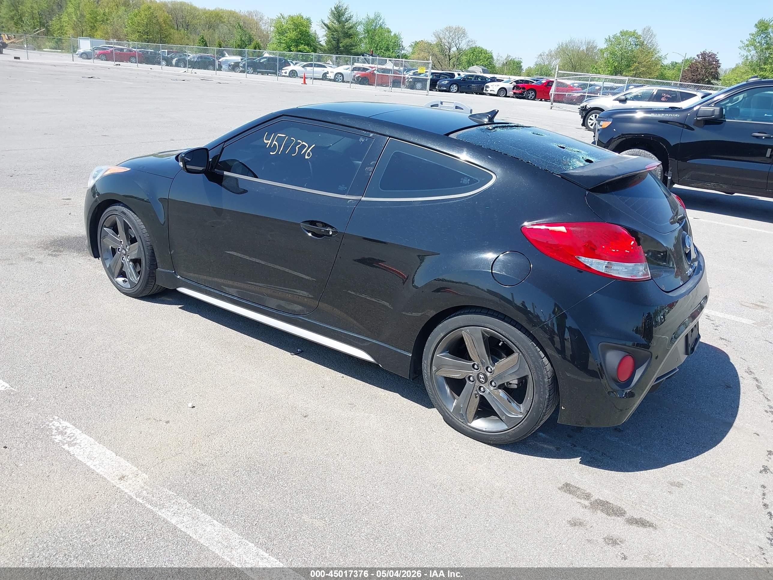 2014 Hyundai Veloster Turbo W/blue Black vin: KMHTC6AE7EU202573