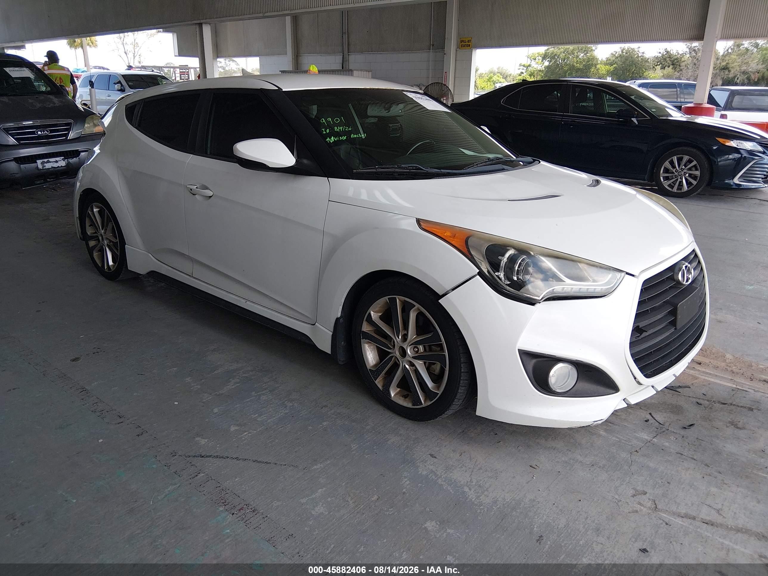 2014 Hyundai Veloster Turbo W/black White vin: KMHTC6AE7EU207837