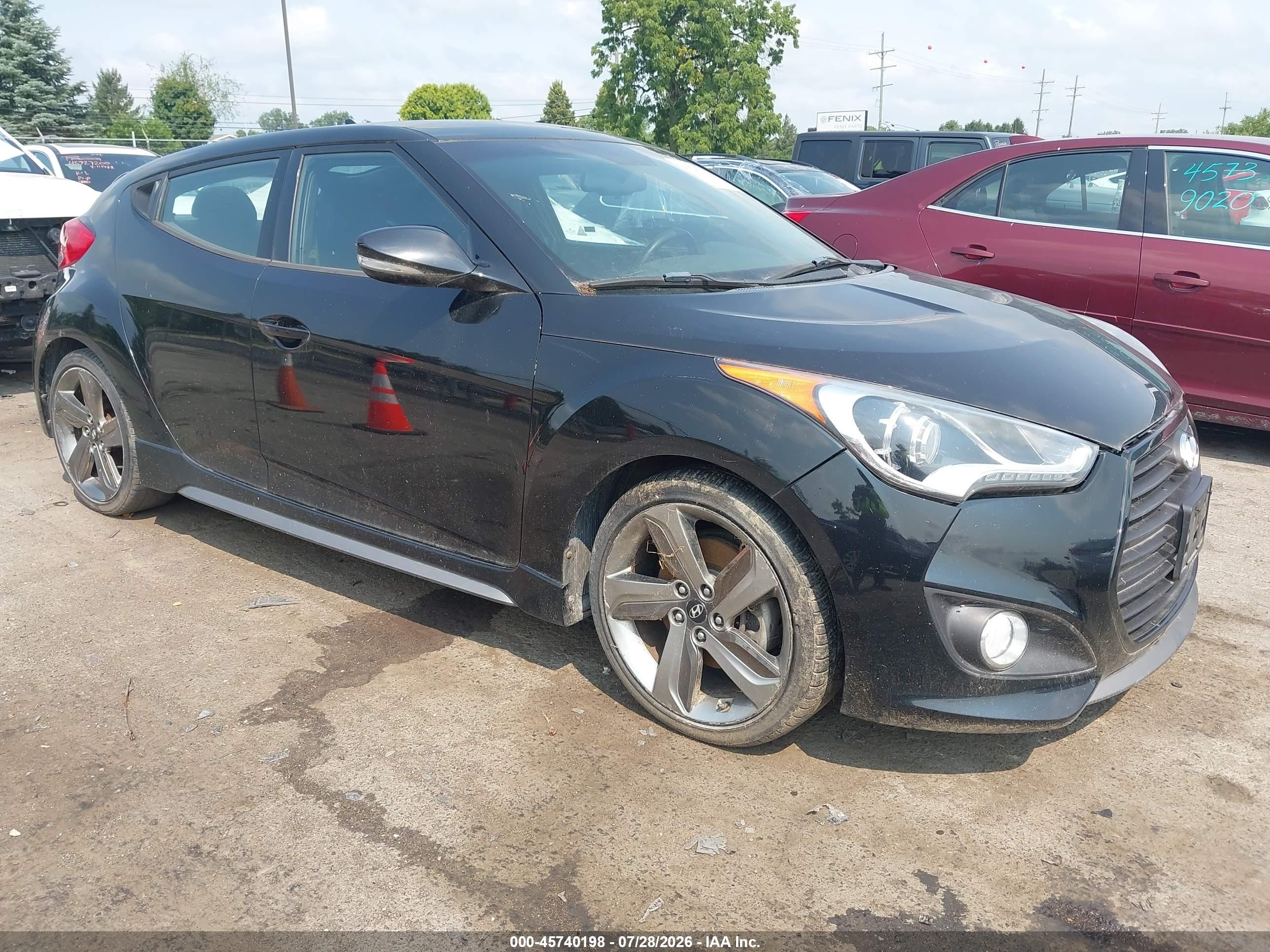 2015 Hyundai Veloster Turbo Black vin: KMHTC6AE7FU222162