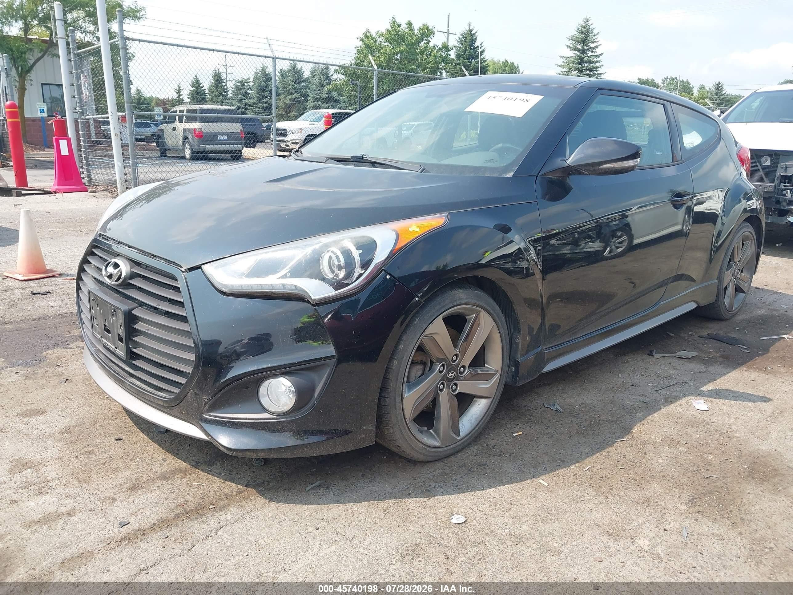 2015 Hyundai Veloster Turbo Black vin: KMHTC6AE7FU222162