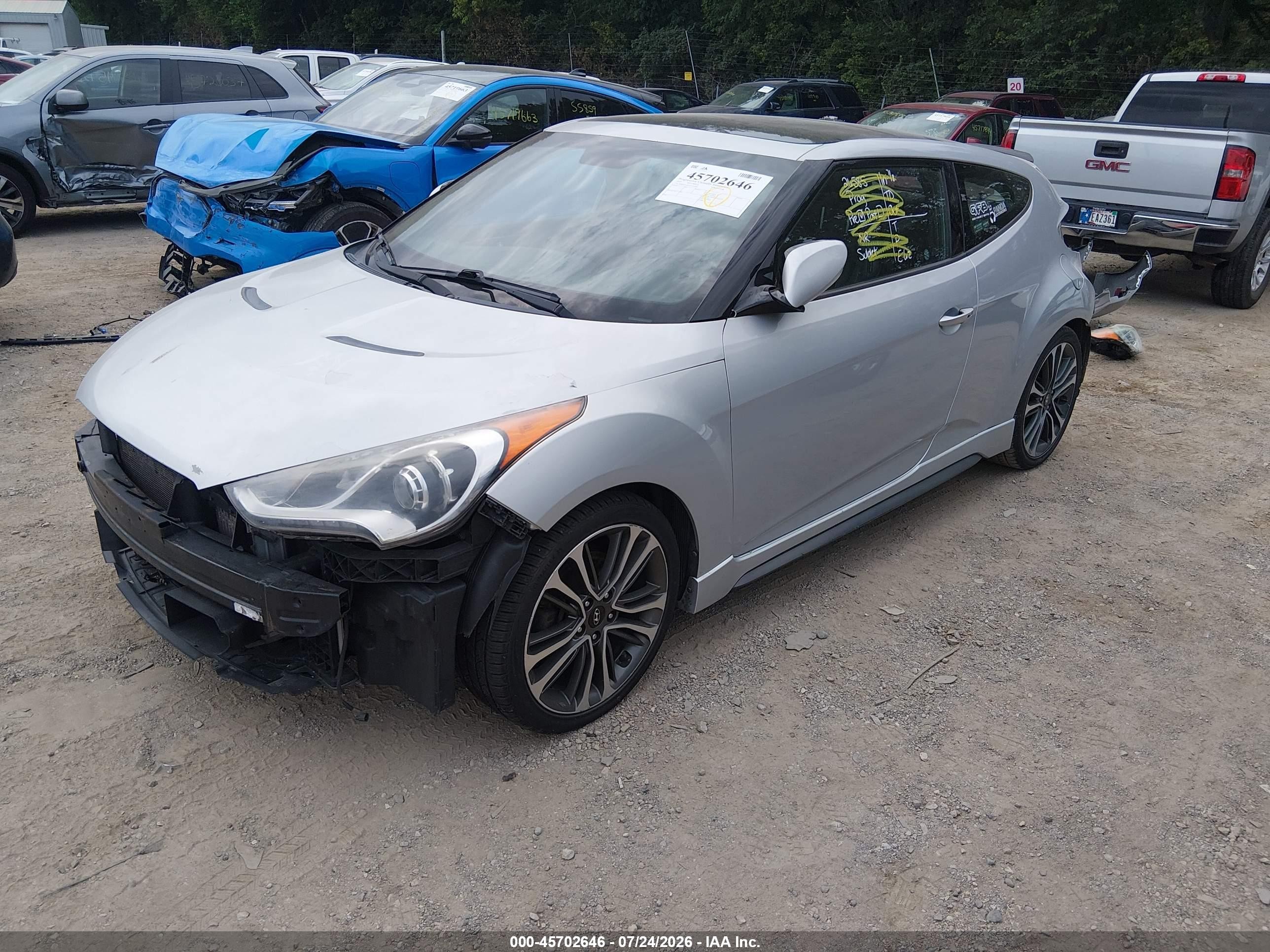 2015 Hyundai Veloster Turbo Silver vin: KMHTC6AE7FU235347