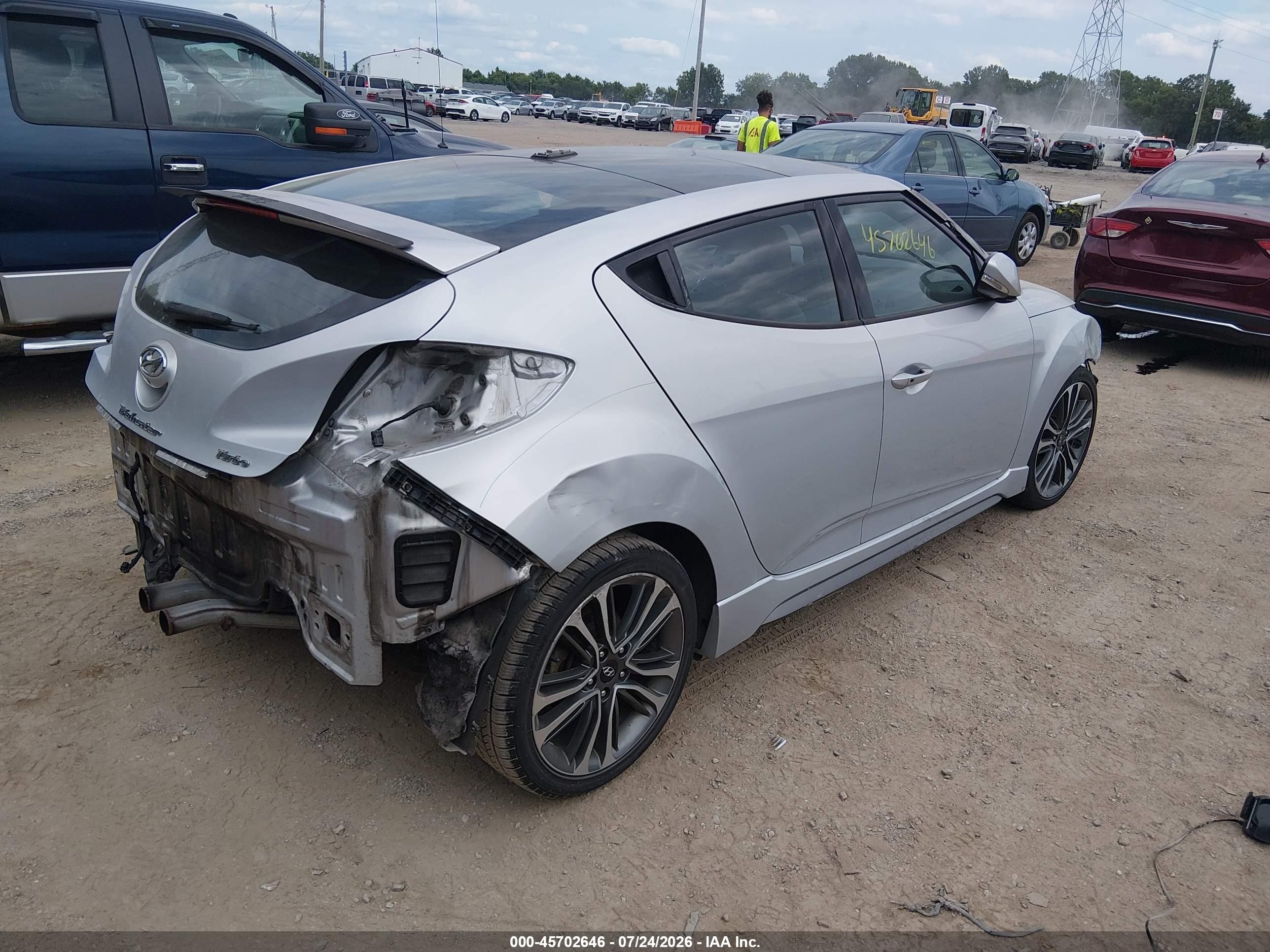 2015 Hyundai Veloster Turbo Silver vin: KMHTC6AE7FU235347