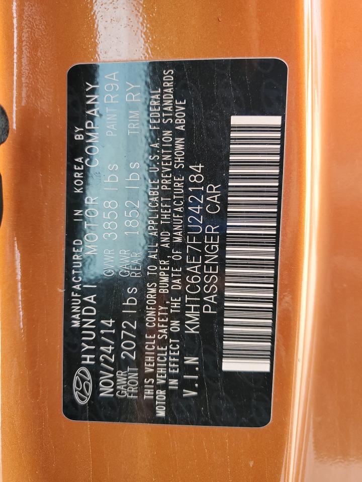 2015 Hyundai Veloster Turbo Orange vin: KMHTC6AE7FU242184