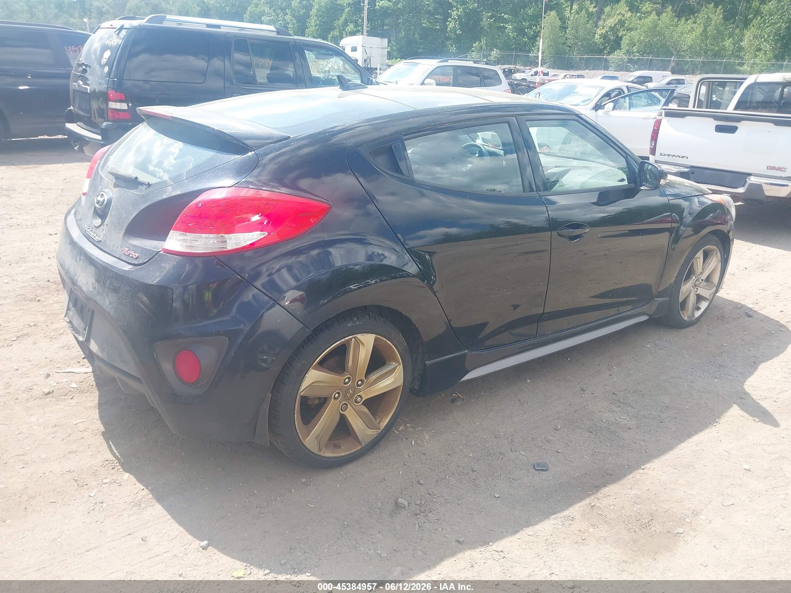 2013 Hyundai Veloster Turbo W/black Black vin: KMHTC6AE8DU097573