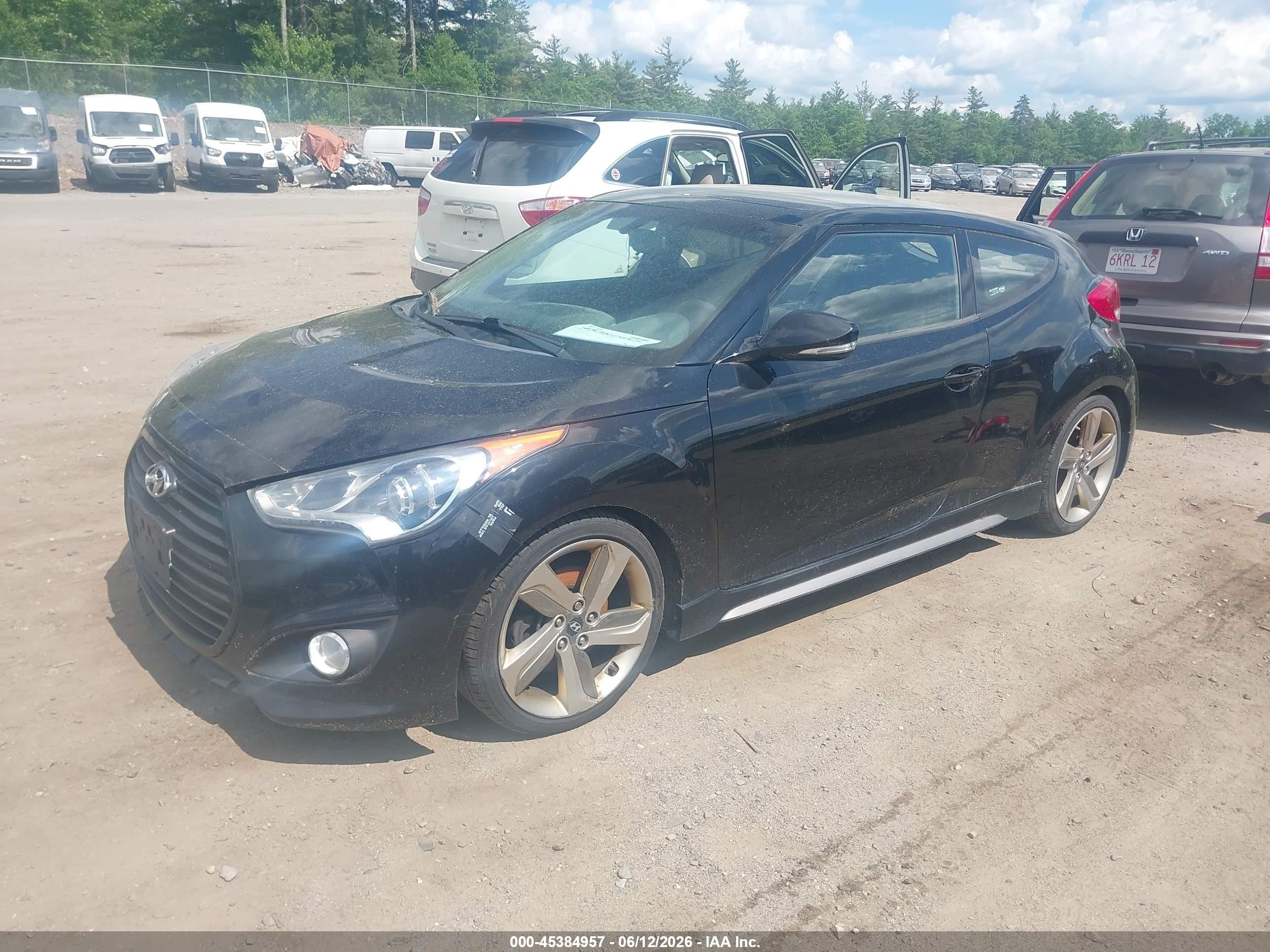 2013 Hyundai Veloster Turbo W/black Black vin: KMHTC6AE8DU097573
