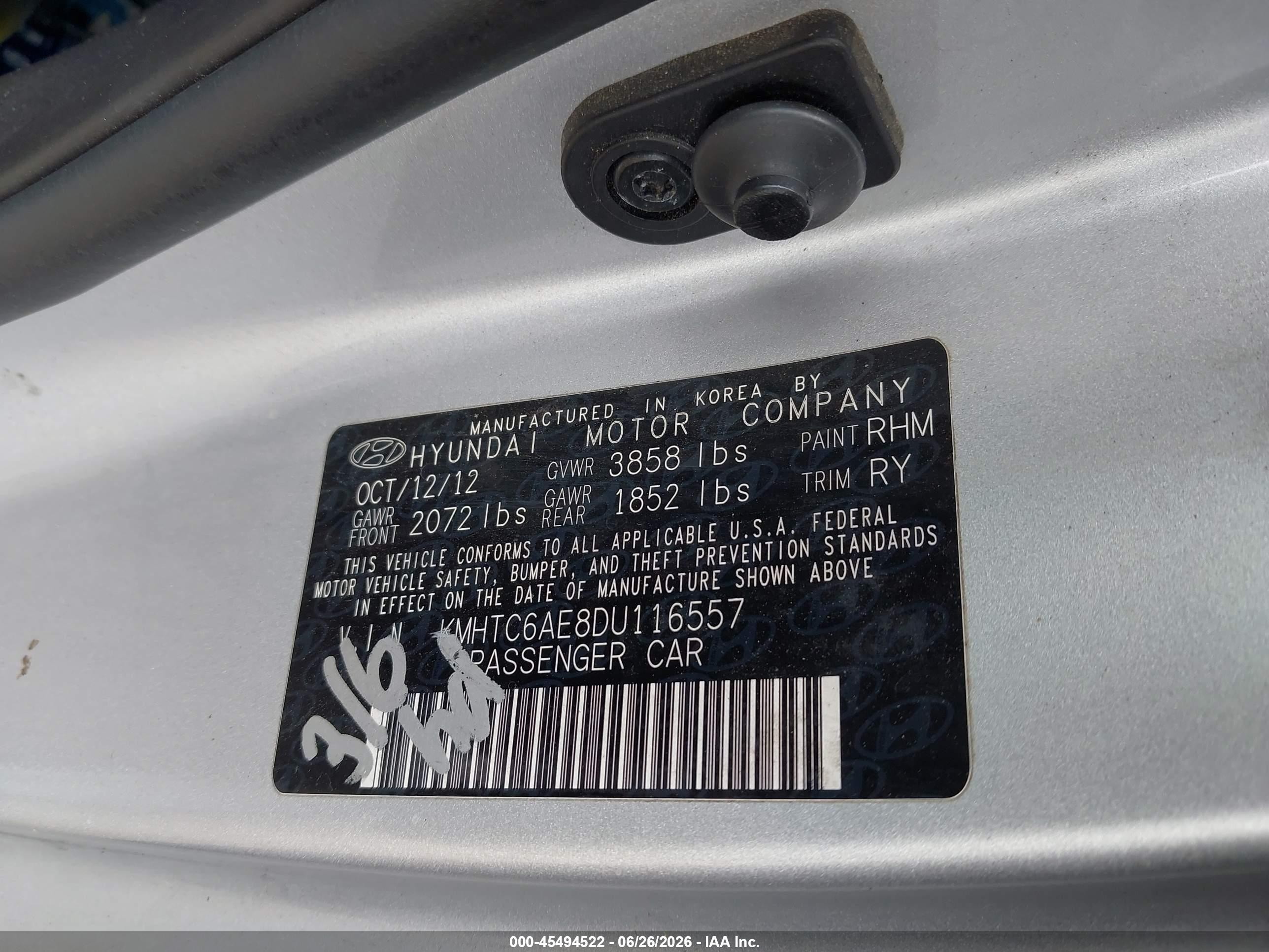 2013 Hyundai Veloster Turbo W/black Silver vin: KMHTC6AE8DU116557