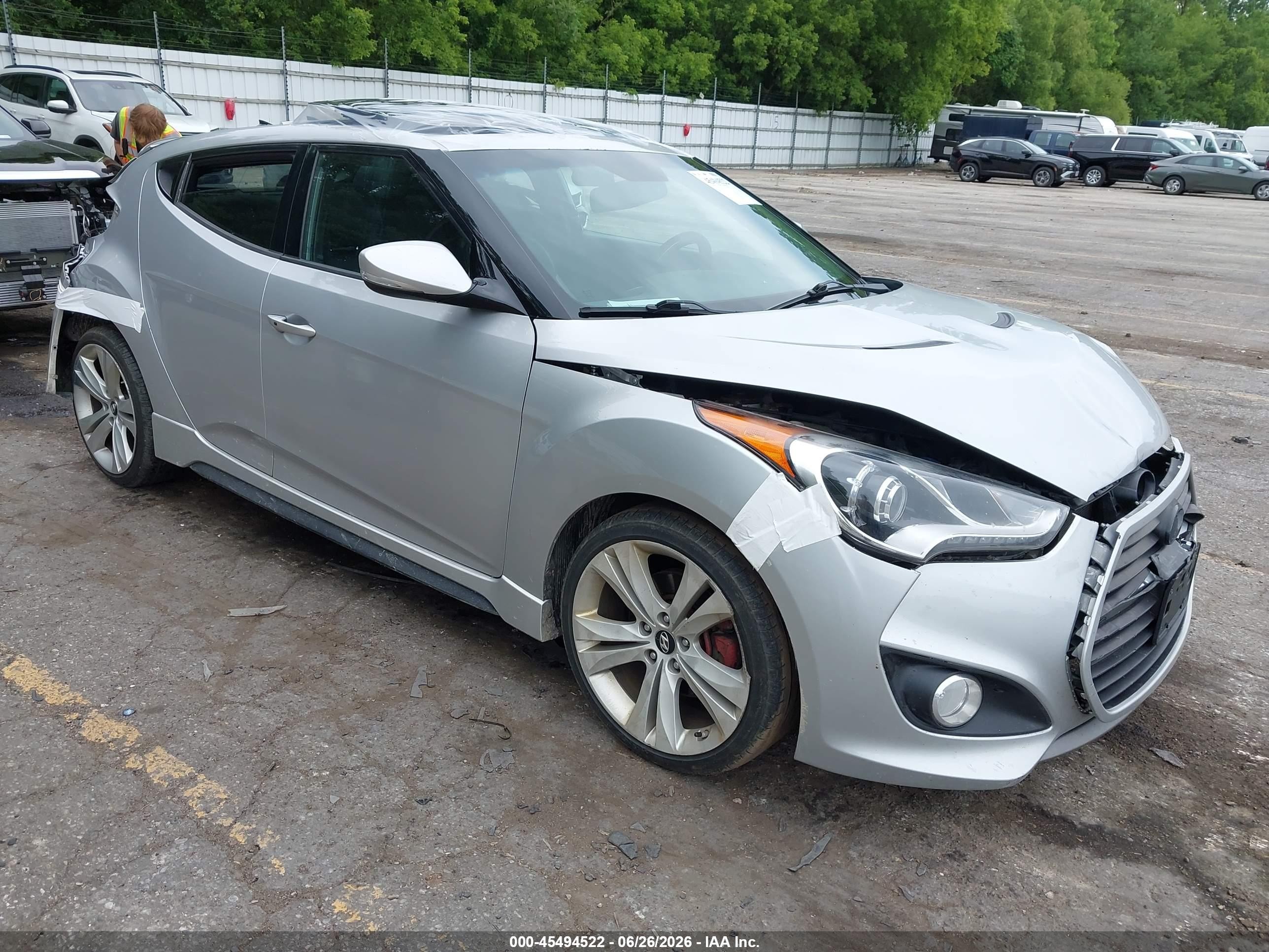 2013 Hyundai Veloster Turbo W/black Silver vin: KMHTC6AE8DU116557