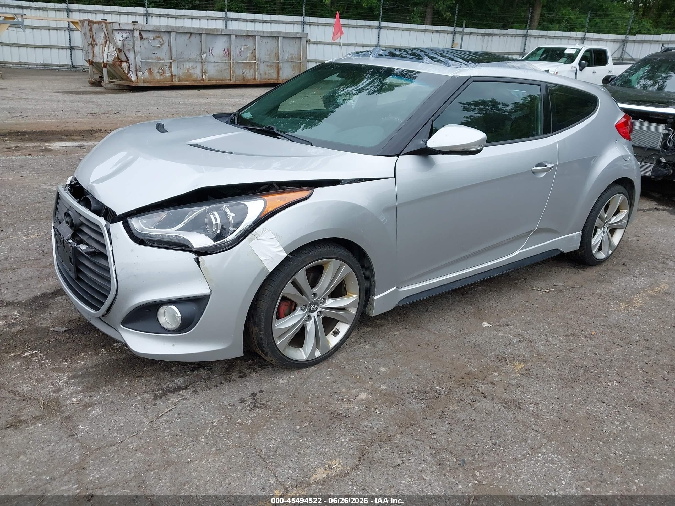 2013 Hyundai Veloster Turbo W/black Silver vin: KMHTC6AE8DU116557
