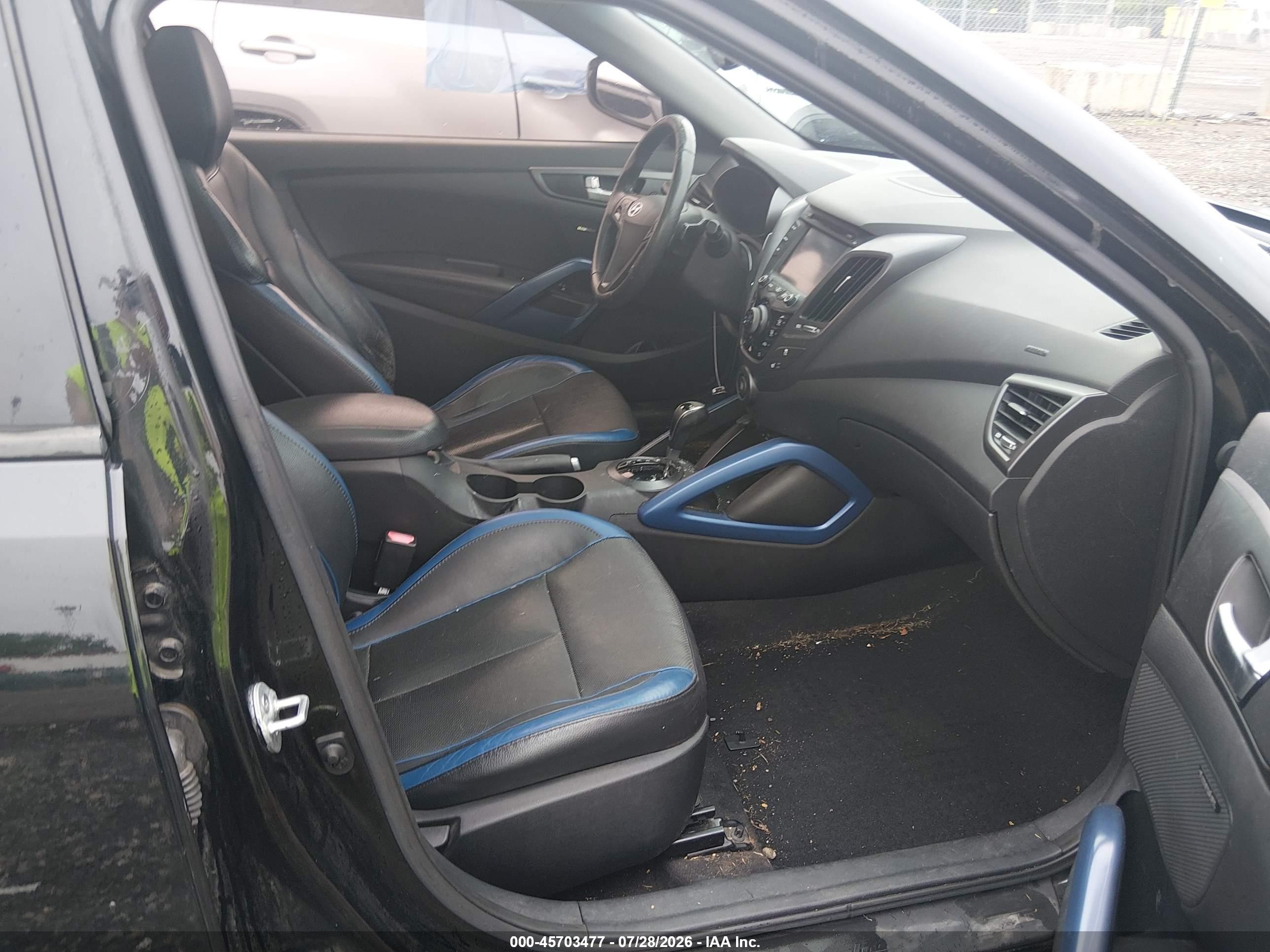 2013 Hyundai Veloster Turbo W/blue Черный vin: KMHTC6AE9DU109360