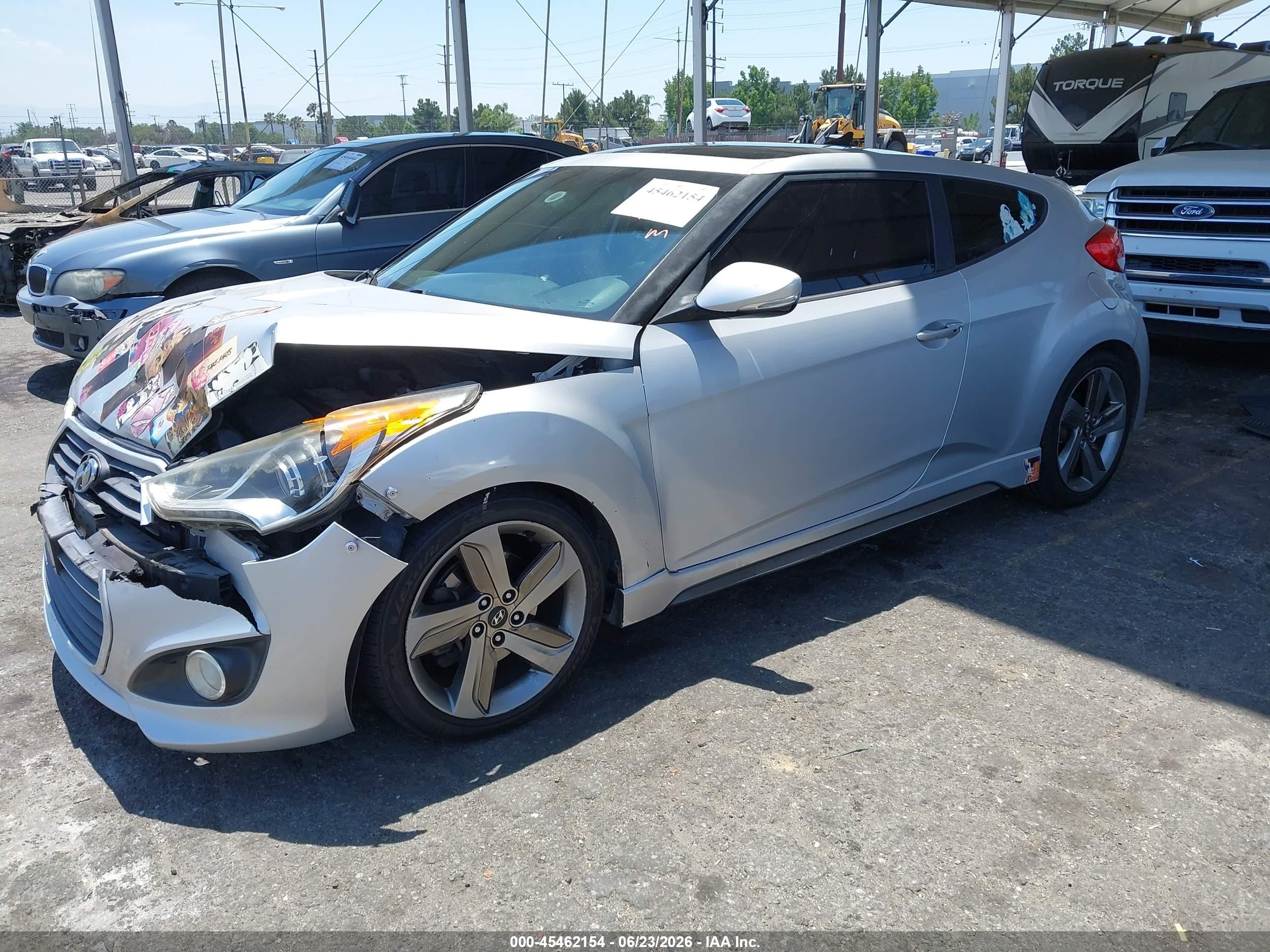 2013 Hyundai Veloster Turbo W/blue Silver vin: KMHTC6AE9DU125851