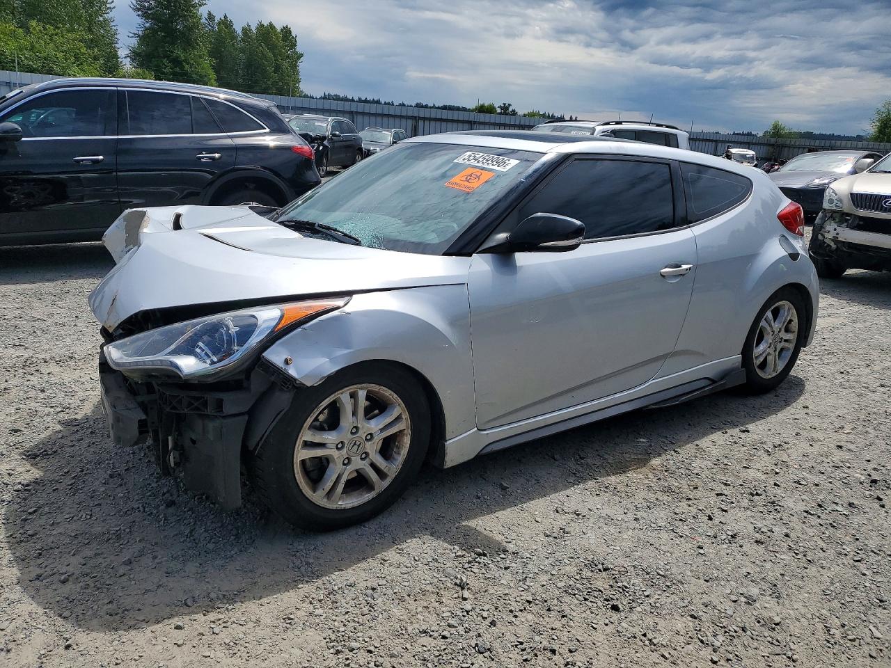 2013 Hyundai Veloster Turbo Silver vin: KMHTC6AE9DU126417