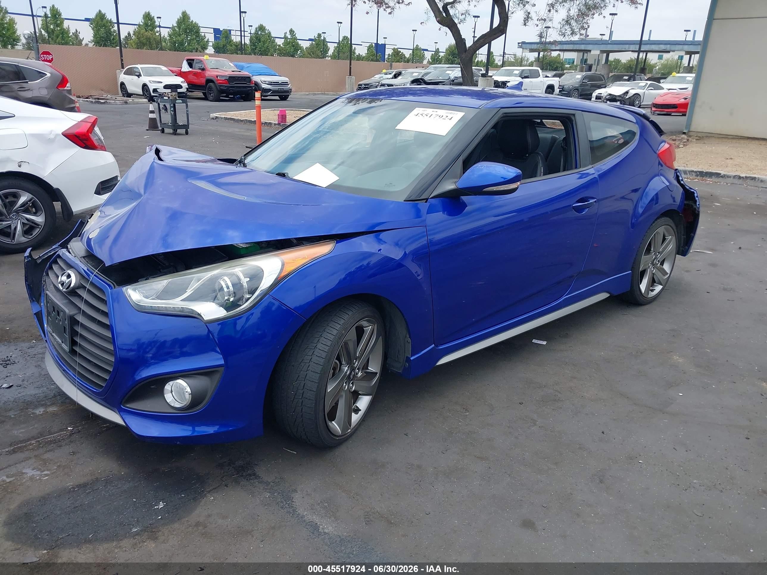 2013 Hyundai Veloster Turbo W/black Blue vin: KMHTC6AE9DU135537