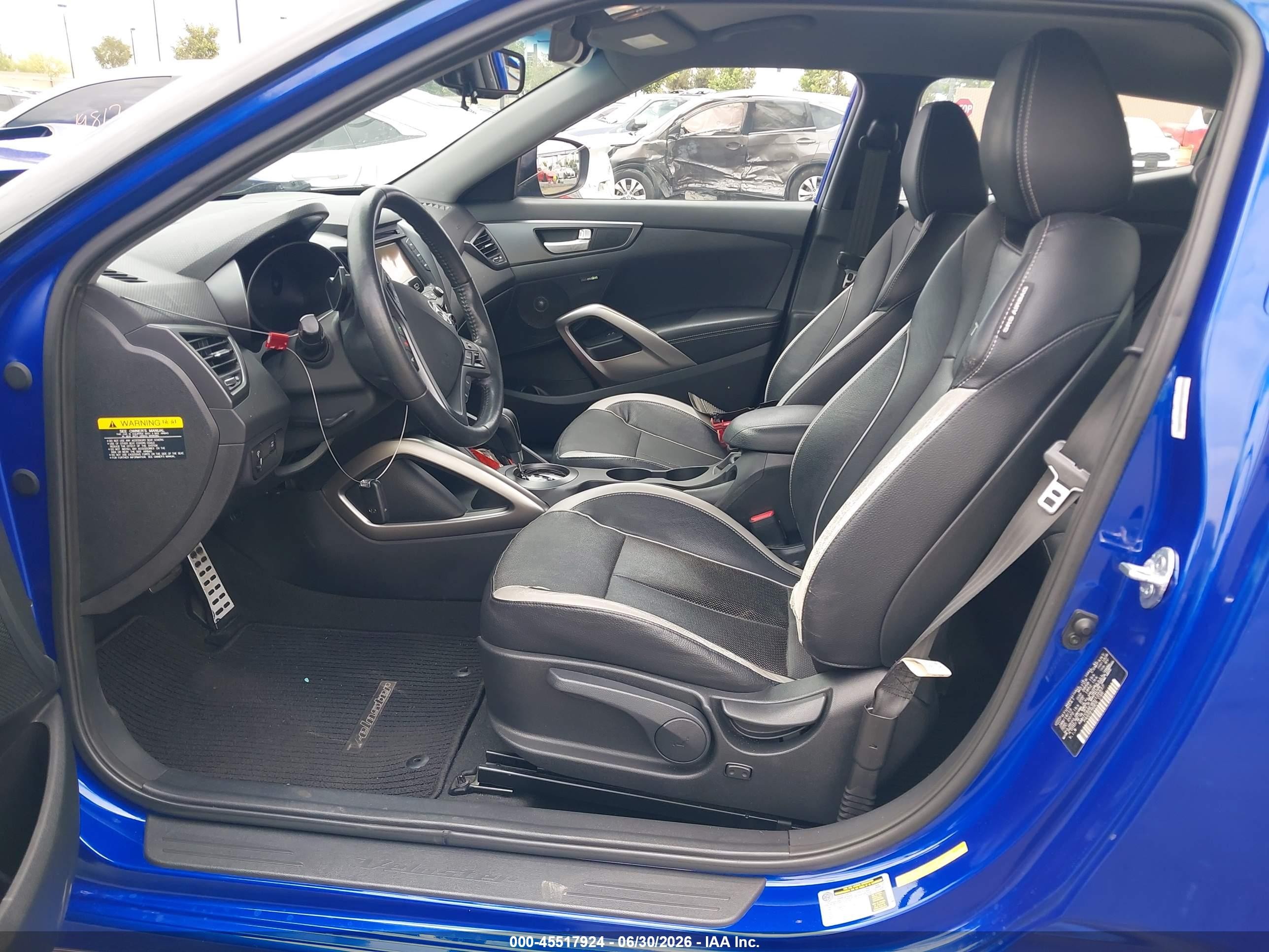 2013 Hyundai Veloster Turbo W/black Blue vin: KMHTC6AE9DU135537