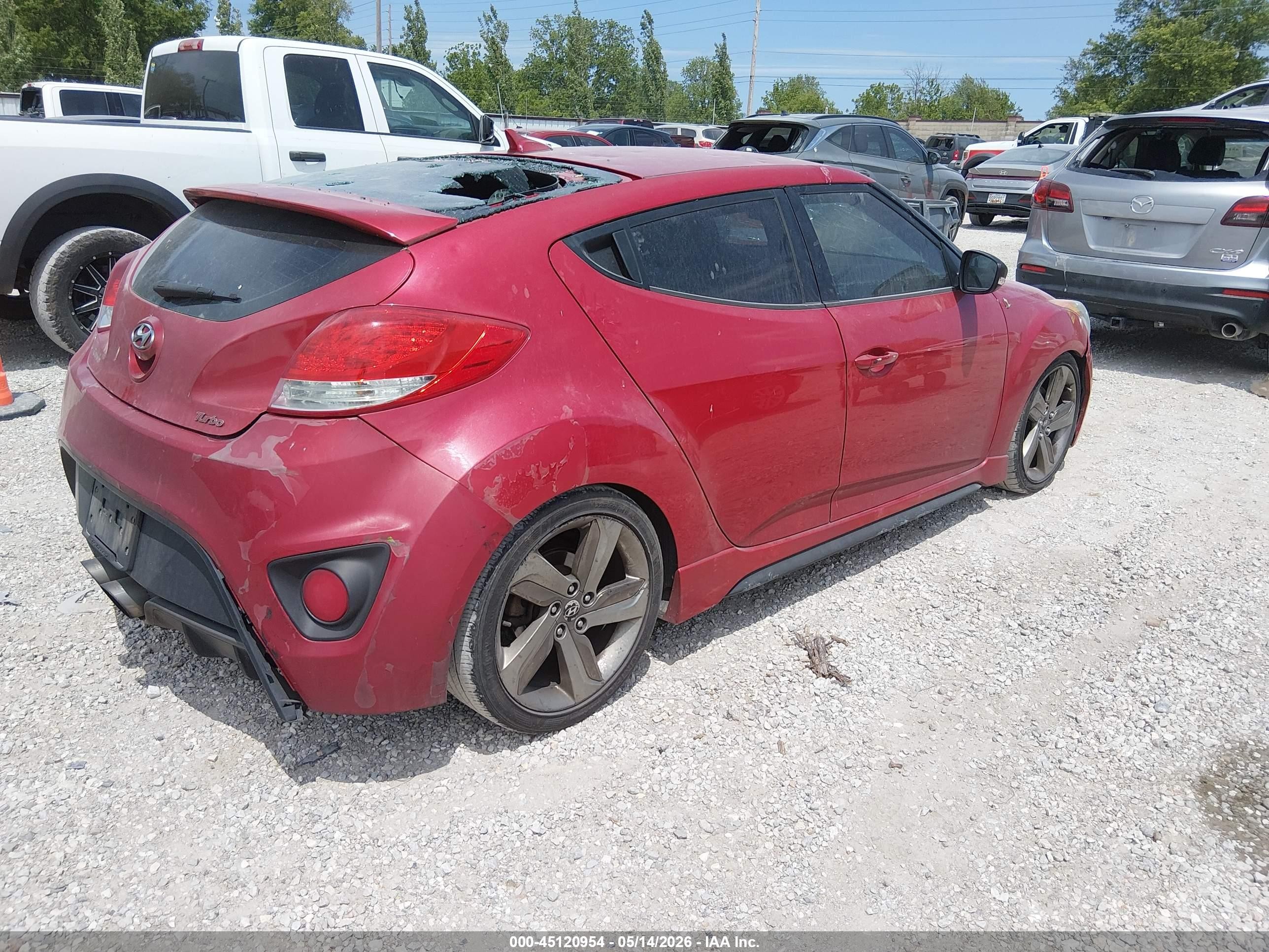 2013 Hyundai Veloster Turbo W/black Red vin: KMHTC6AE9DU153391