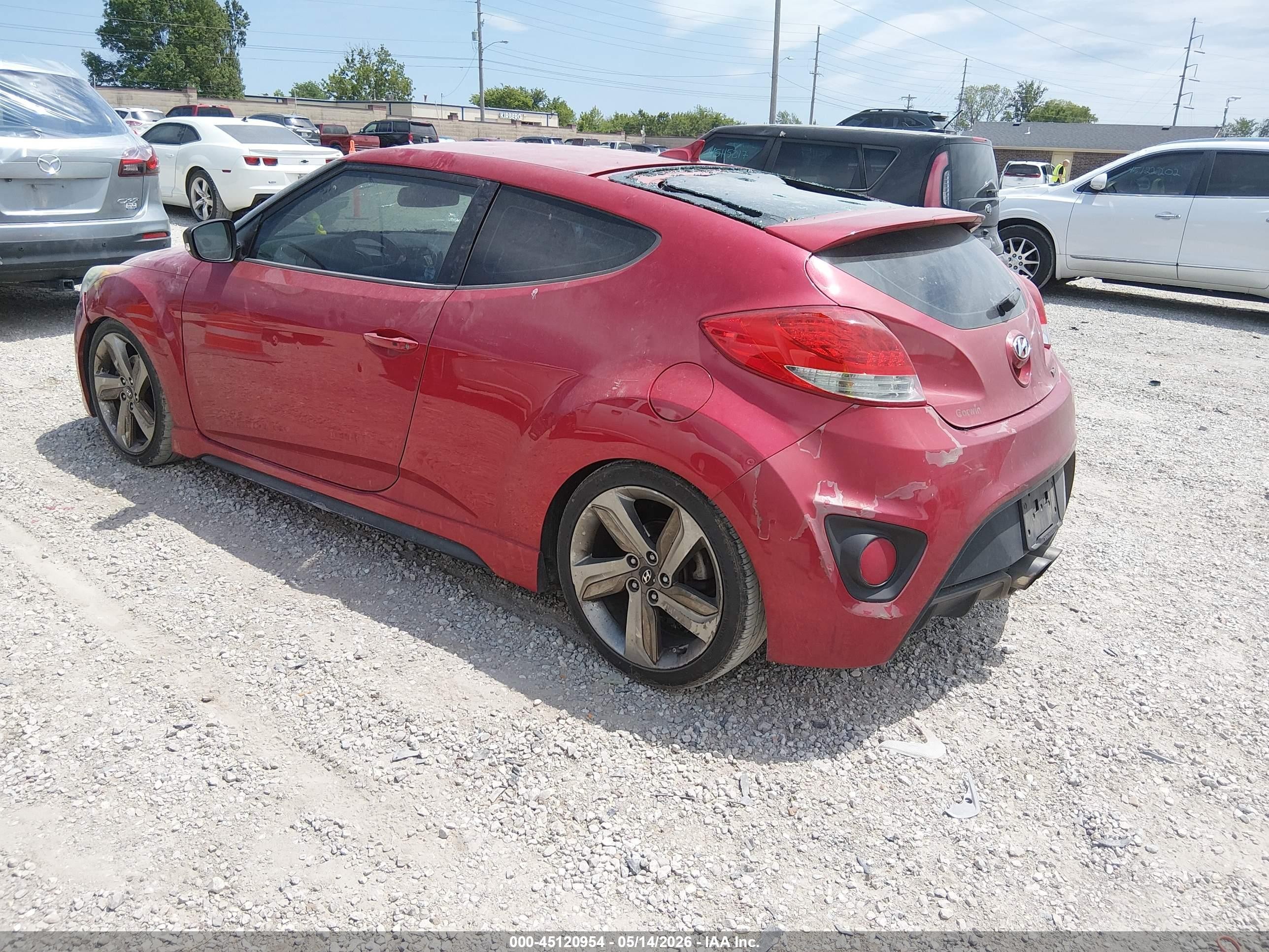 2013 Hyundai Veloster Turbo W/black Red vin: KMHTC6AE9DU153391