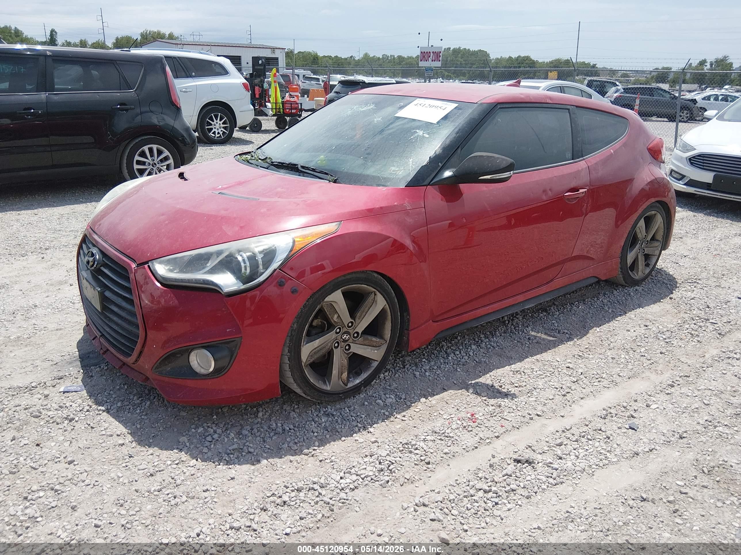 2013 Hyundai Veloster Turbo W/black Red vin: KMHTC6AE9DU153391