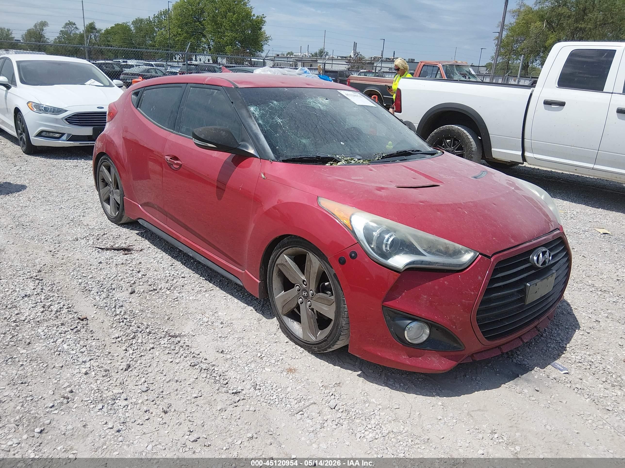 2013 Hyundai Veloster Turbo W/black Red vin: KMHTC6AE9DU153391