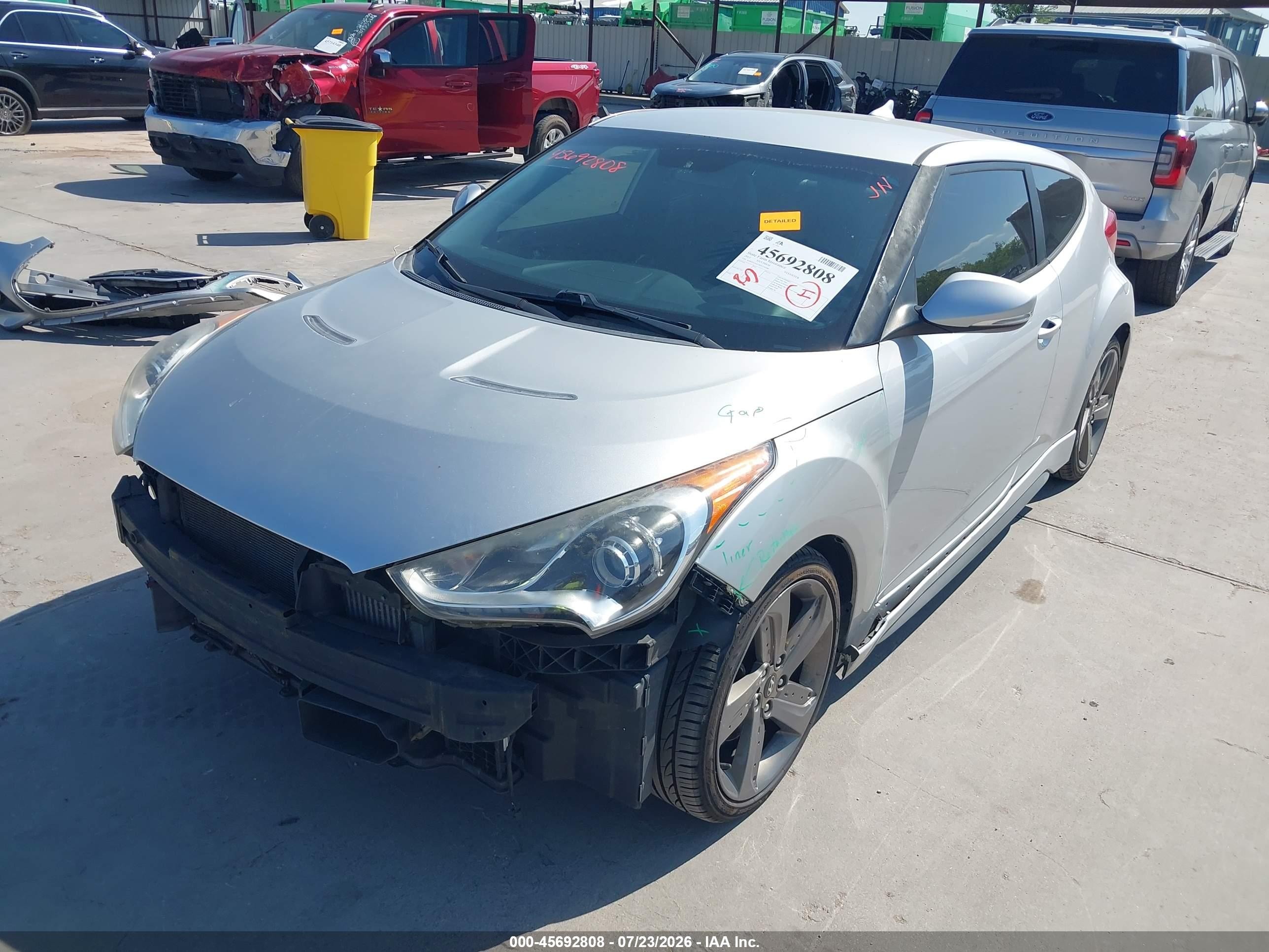 2013 Hyundai Veloster Turbo W/black Silver vin: KMHTC6AE9DU154508