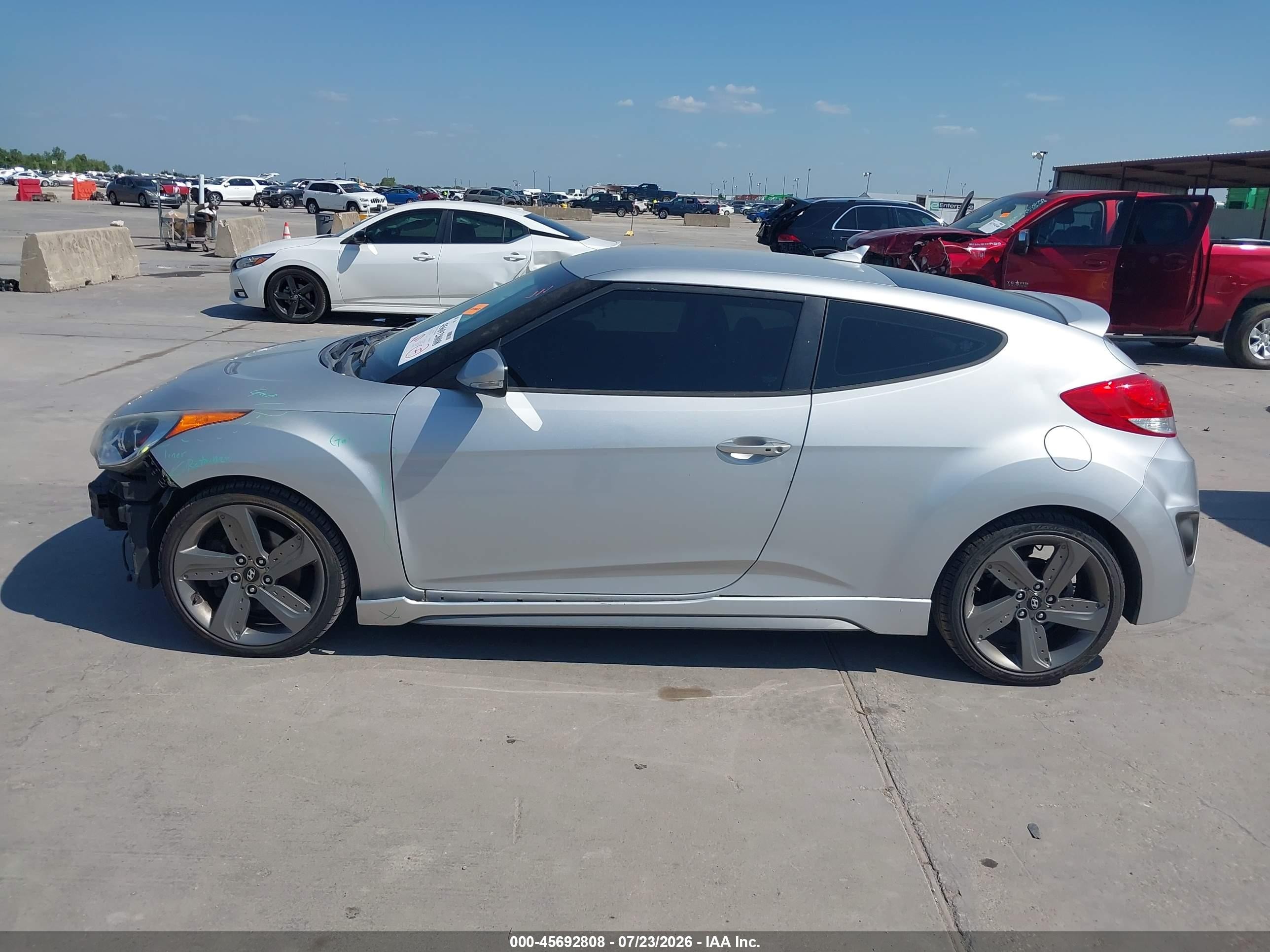 2013 Hyundai Veloster Turbo W/black Silver vin: KMHTC6AE9DU154508