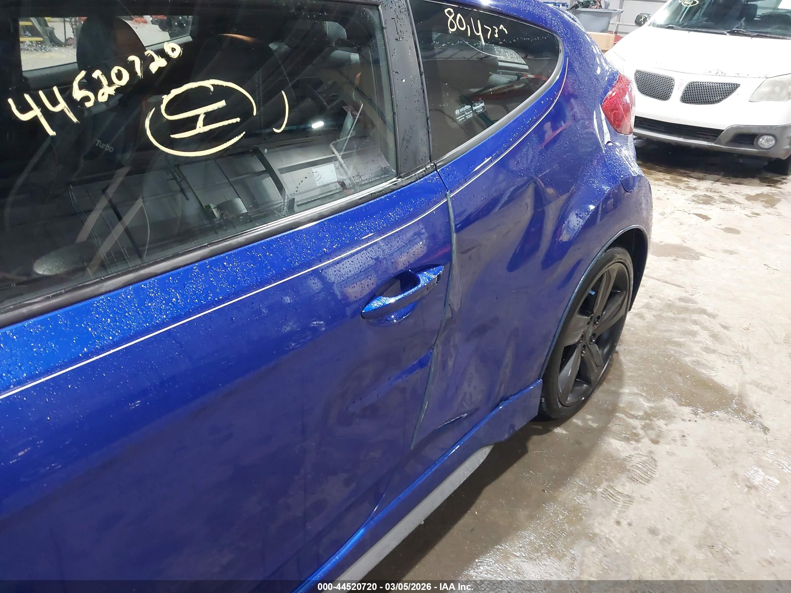 2014 Hyundai Veloster Turbo W/black Blue vin: KMHTC6AE9EU185873