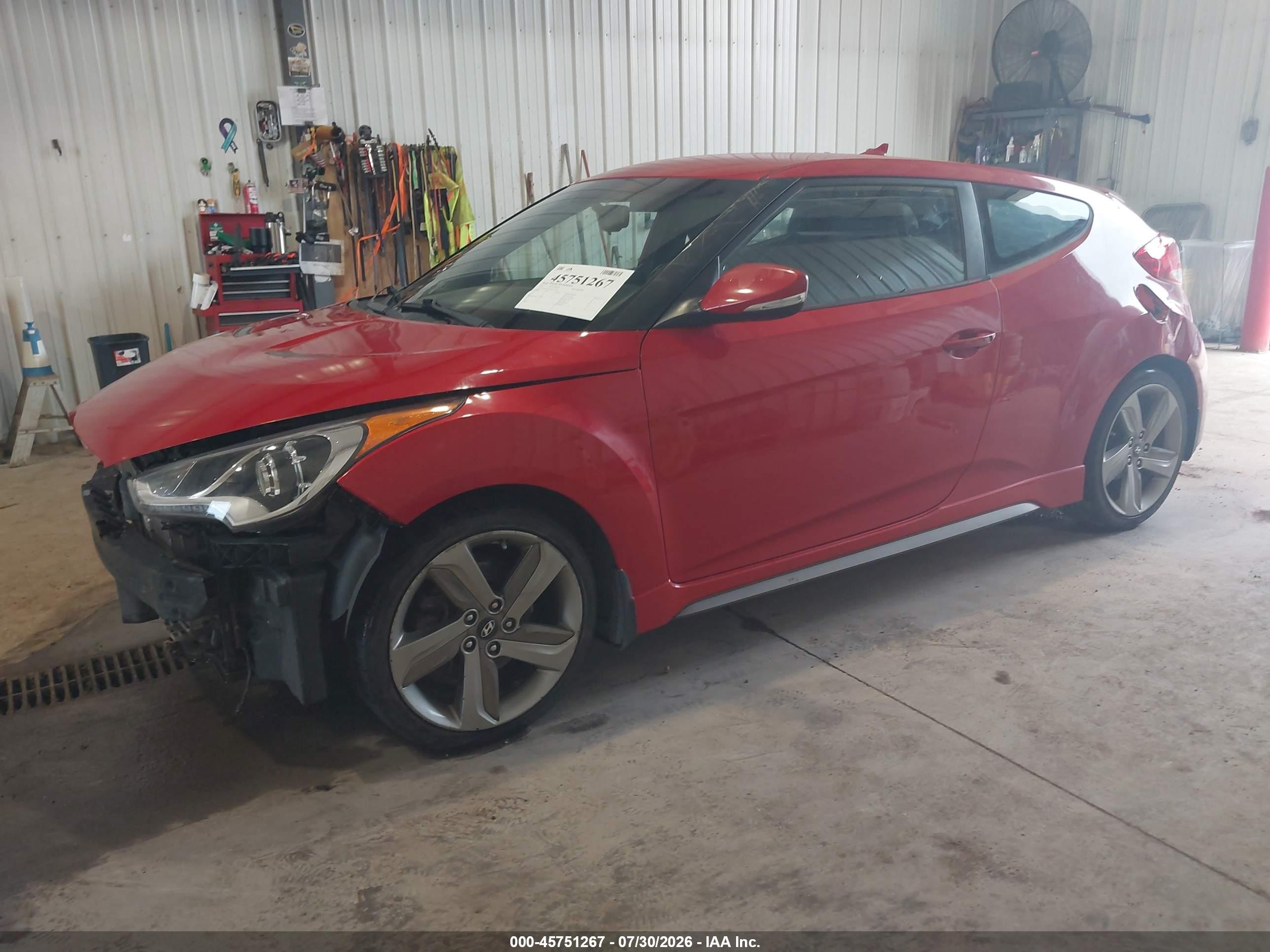 2014 Hyundai Veloster Turbo W/black Red vin: KMHTC6AE9EU191561