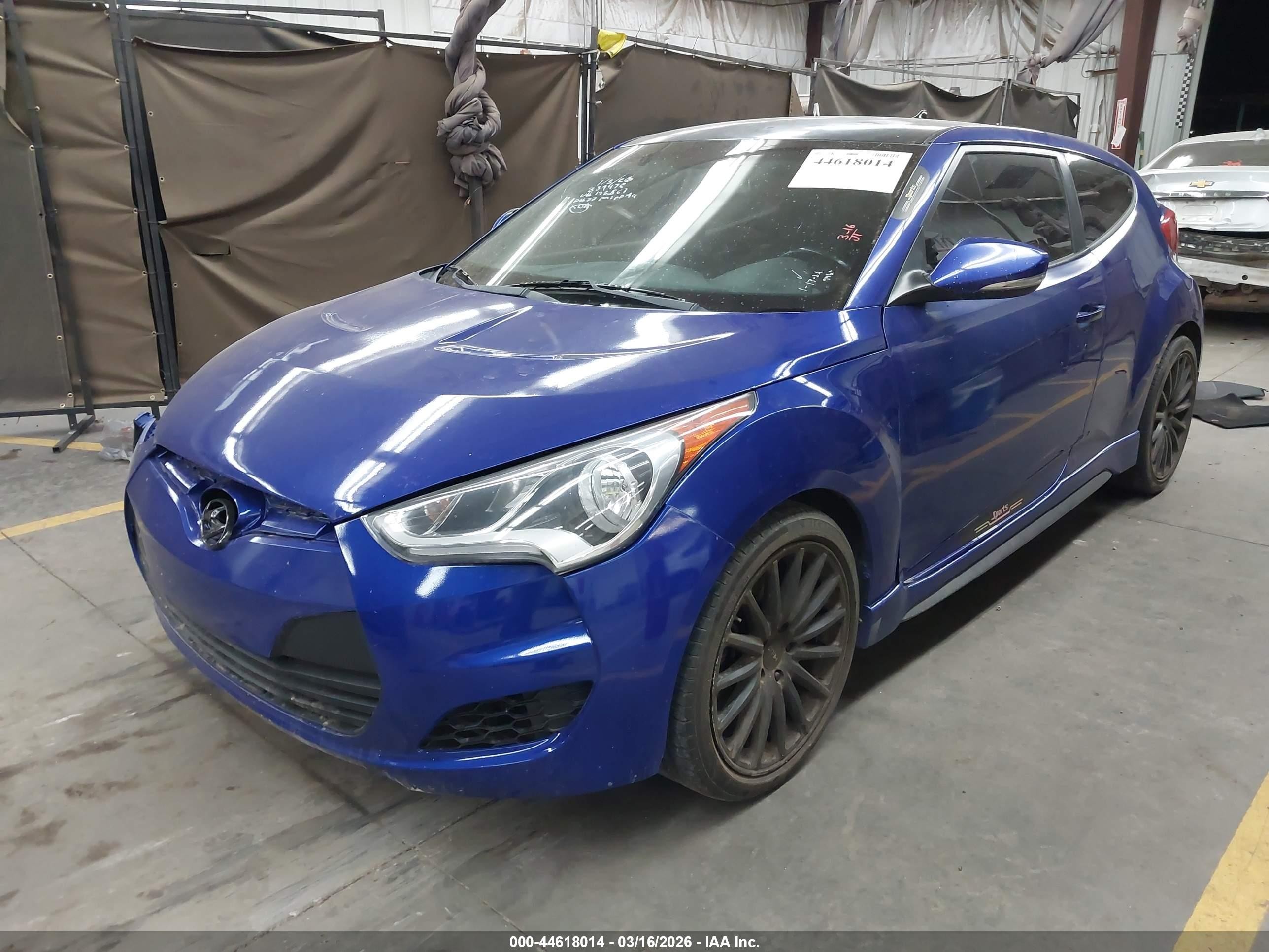 2014 Hyundai Veloster Turbo W/black Blue vin: KMHTC6AE9EU193567
