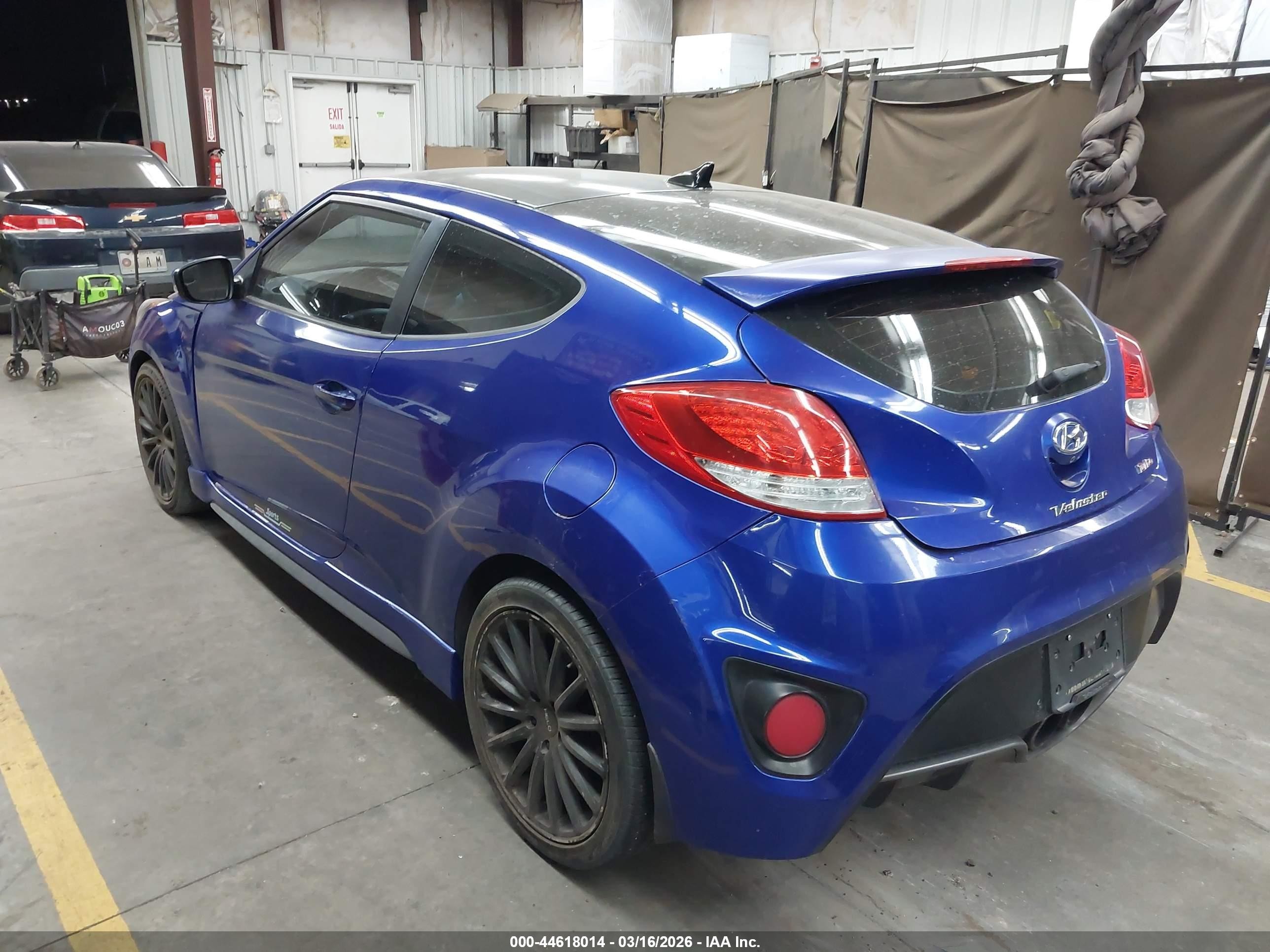 2014 Hyundai Veloster Turbo W/black Blue vin: KMHTC6AE9EU193567