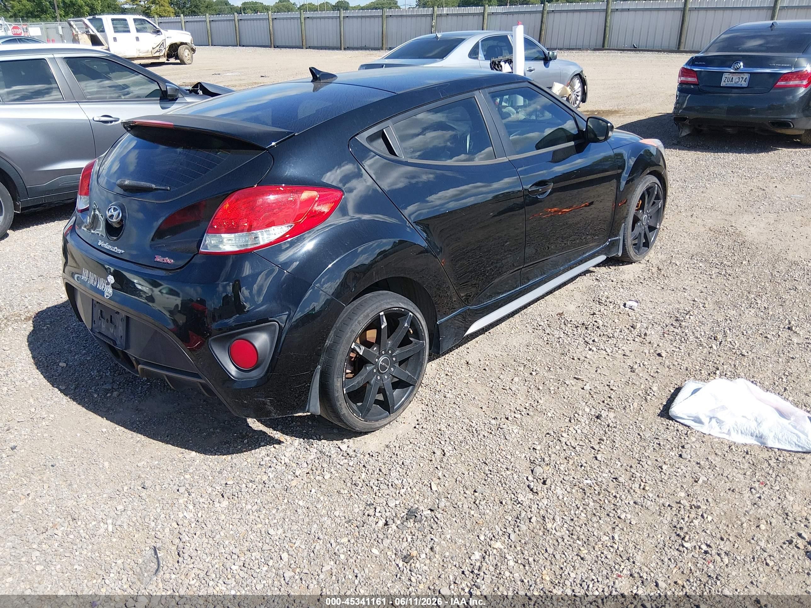 2014 Hyundai Veloster Turbo W/black Black vin: KMHTC6AE9EU194007