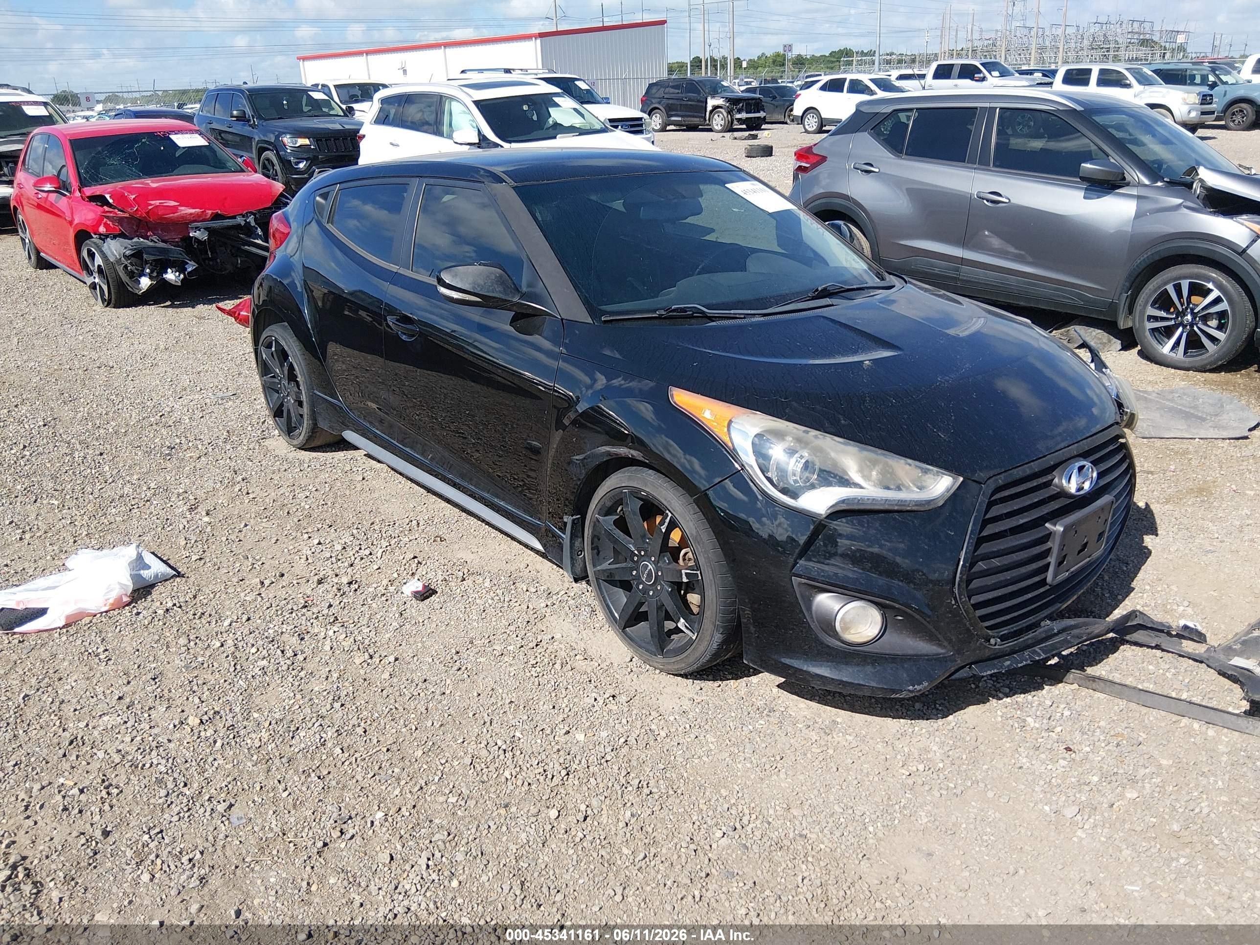 2014 Hyundai Veloster Turbo W/black Black vin: KMHTC6AE9EU194007