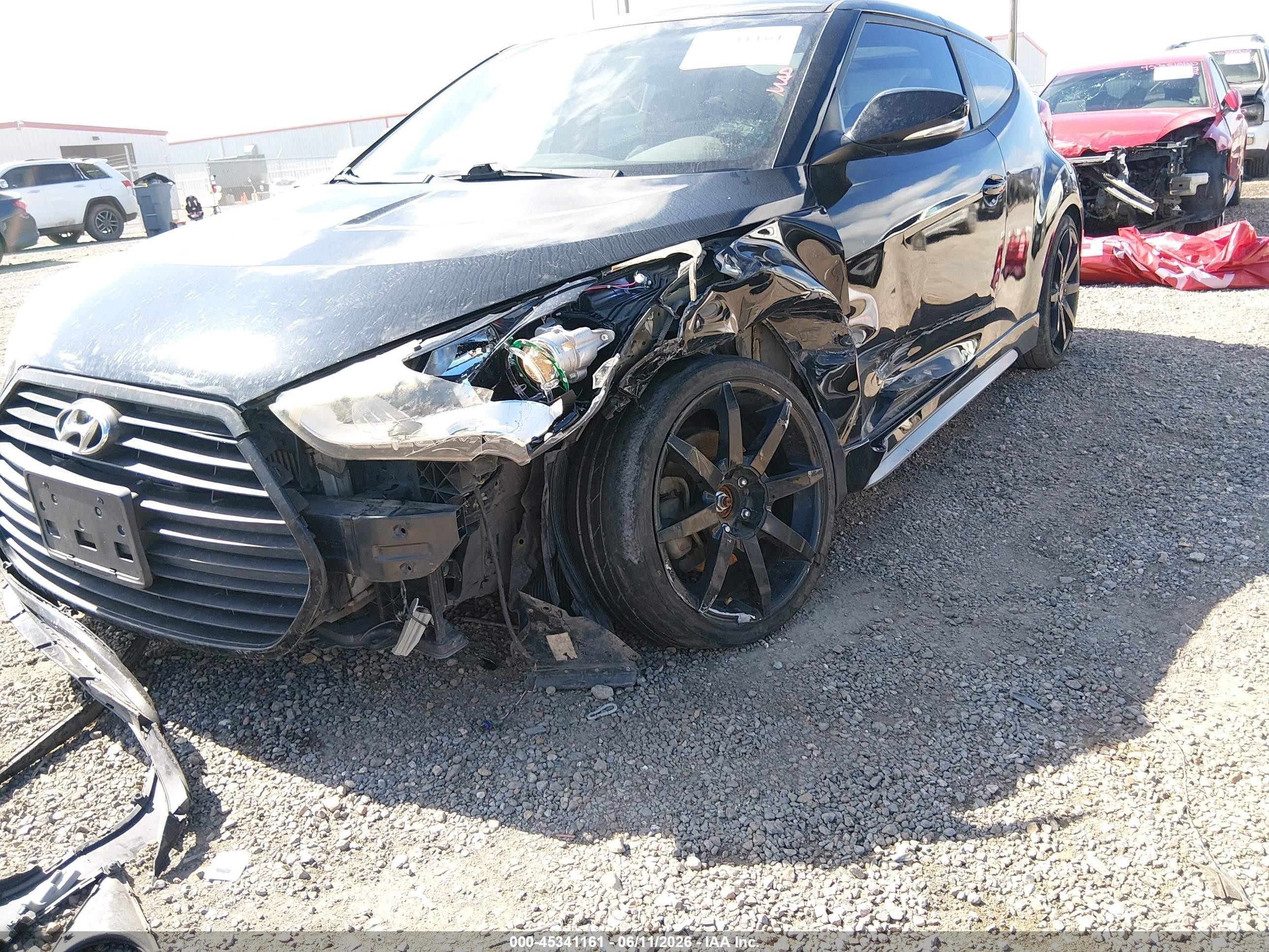 2014 Hyundai Veloster Turbo W/black Black vin: KMHTC6AE9EU194007