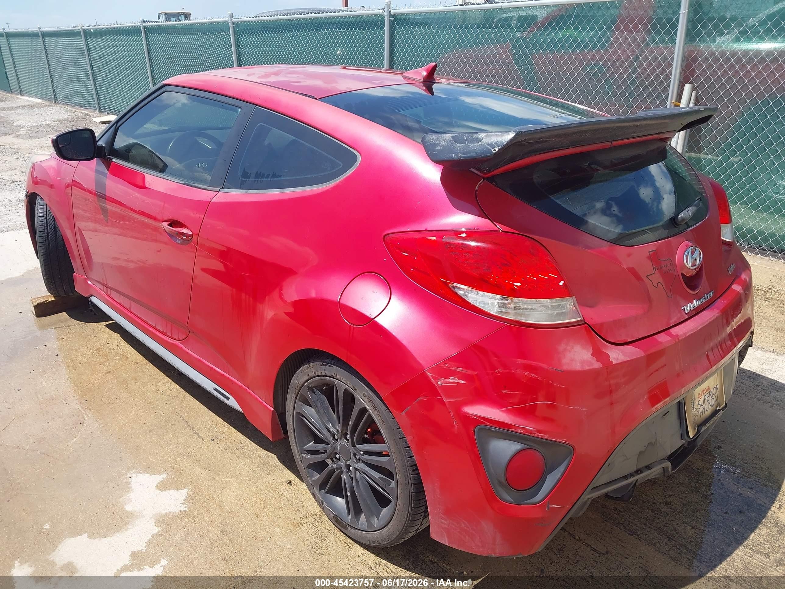 2014 Hyundai Veloster Turbo W/black Red vin: KMHTC6AE9EU206916