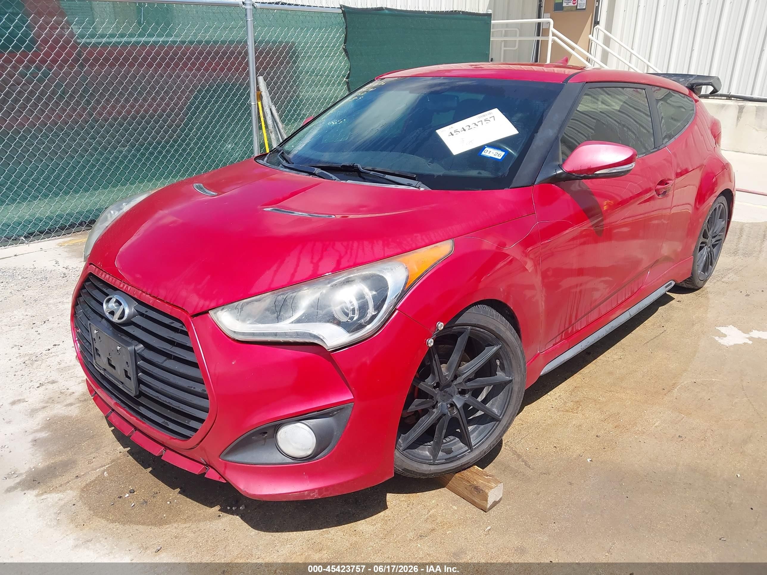 2014 Hyundai Veloster Turbo W/black Red vin: KMHTC6AE9EU206916
