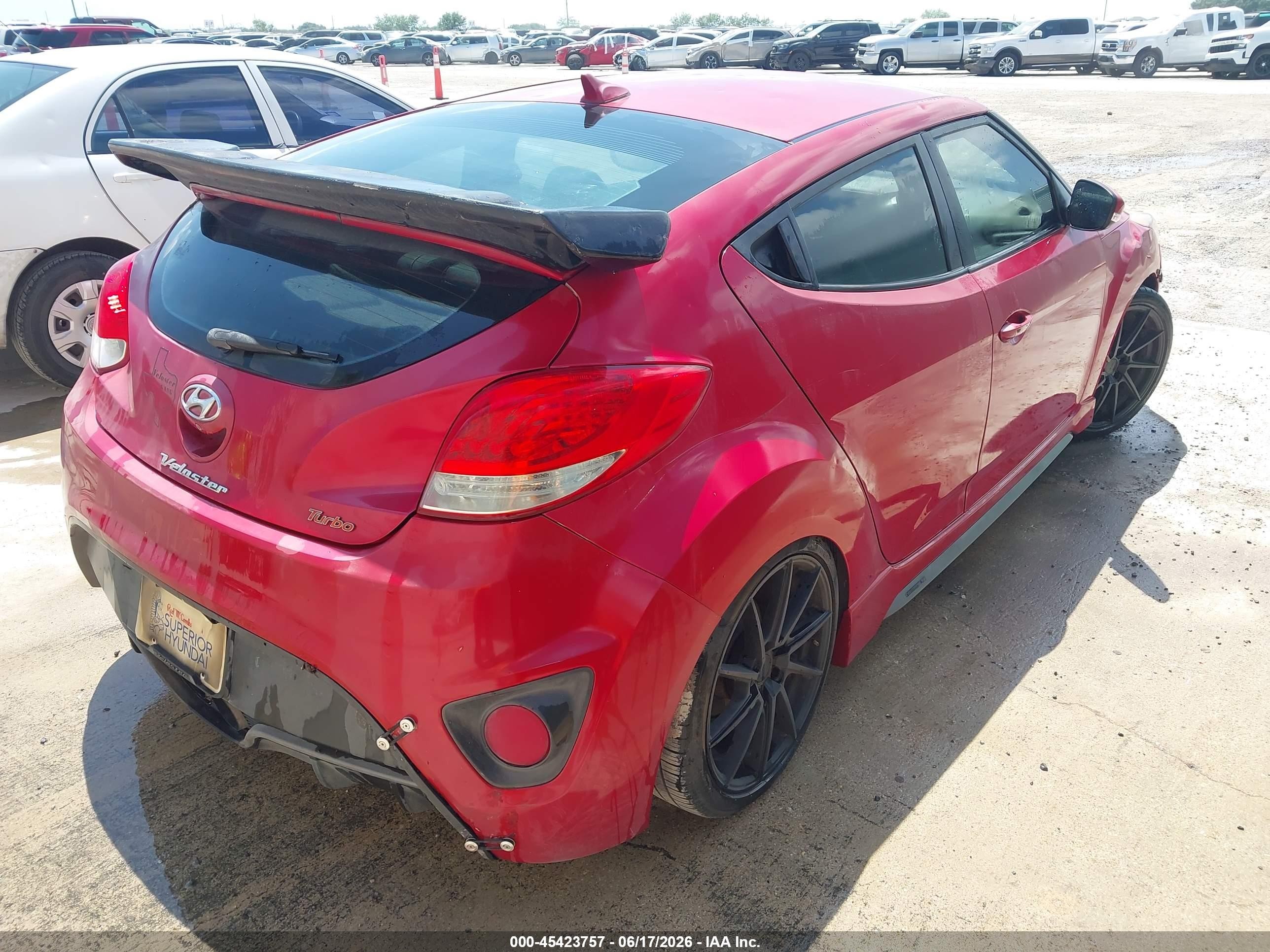 2014 Hyundai Veloster Turbo W/black Red vin: KMHTC6AE9EU206916