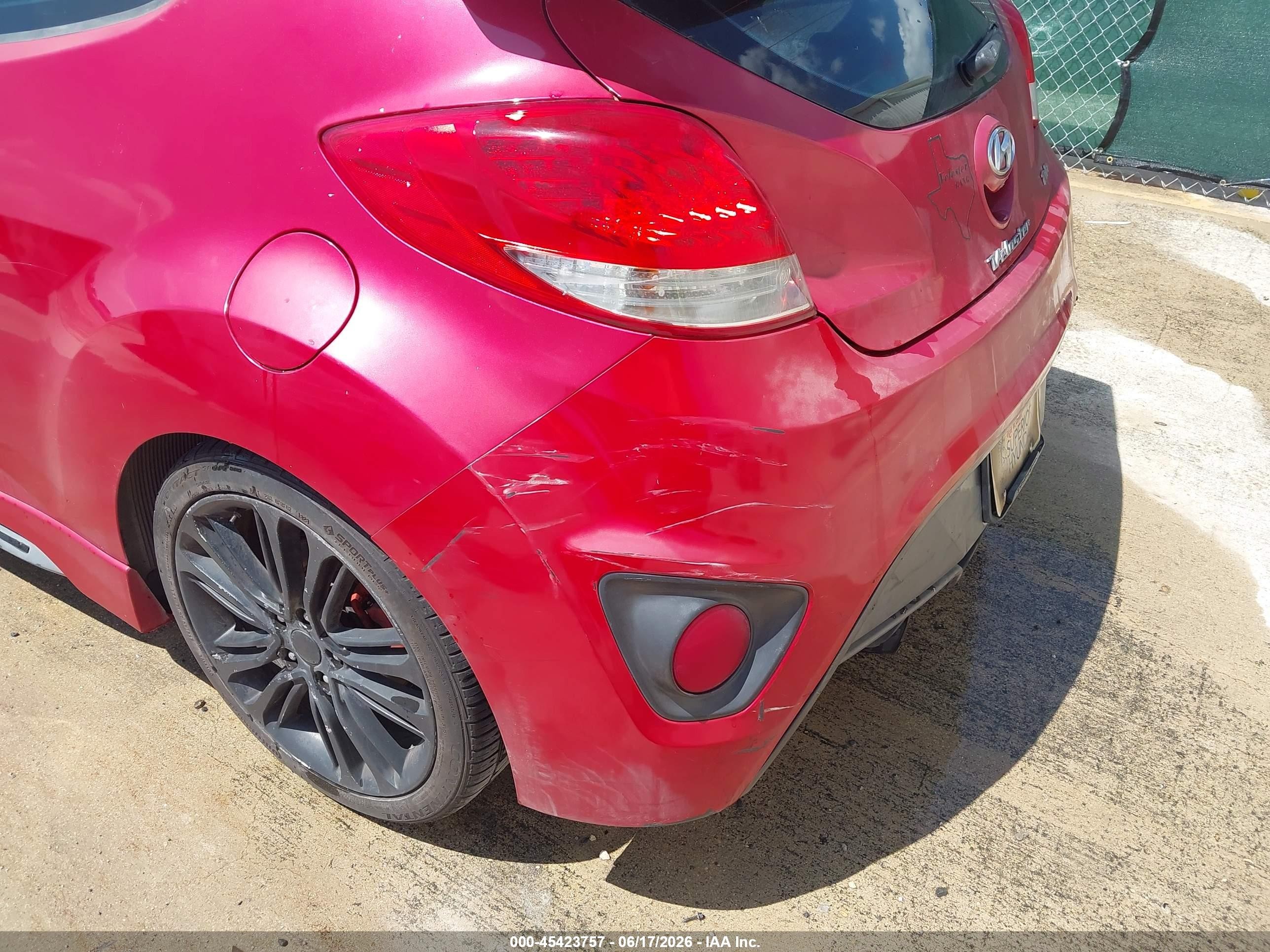 2014 Hyundai Veloster Turbo W/black Red vin: KMHTC6AE9EU206916