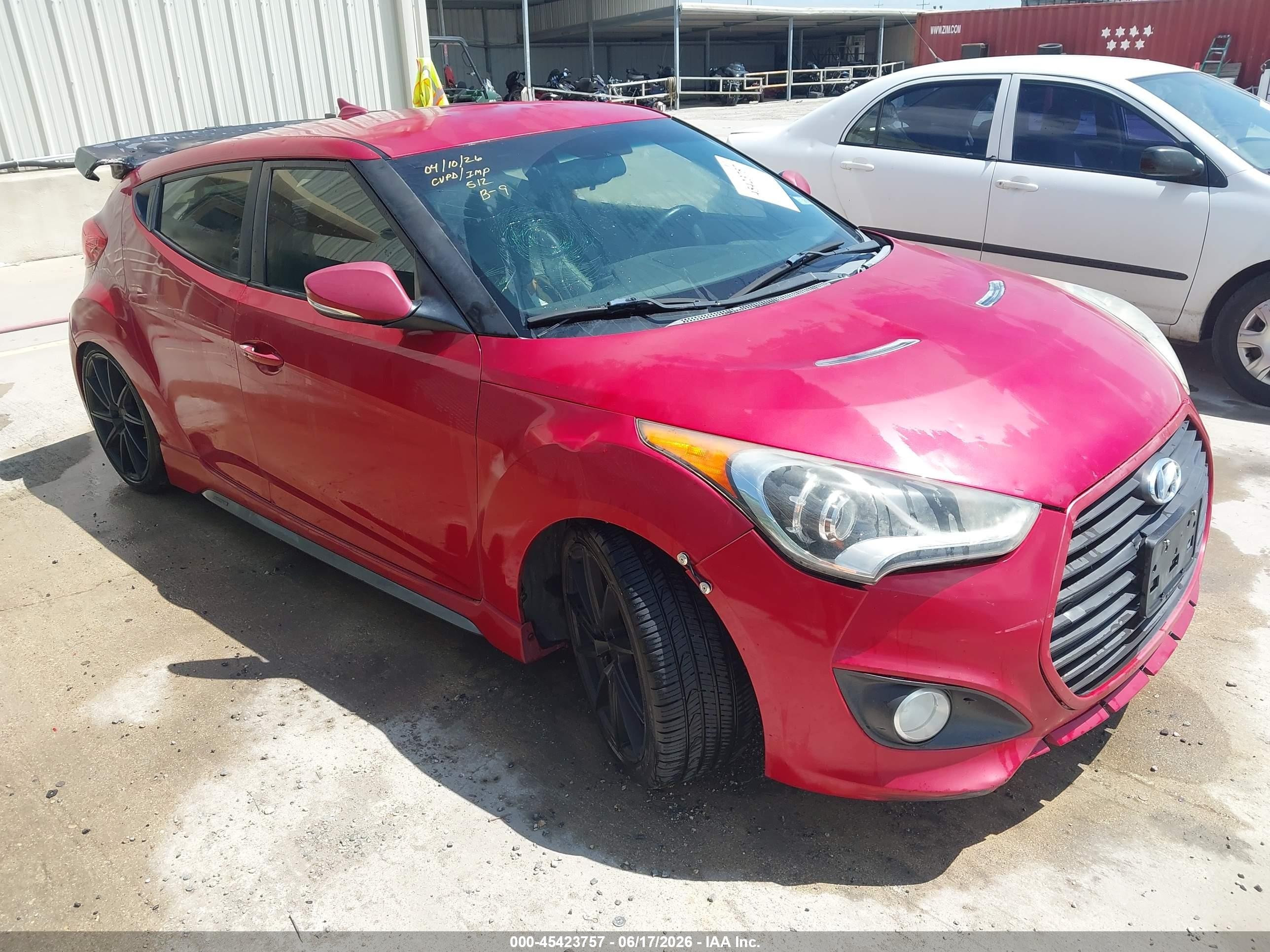2014 Hyundai Veloster Turbo W/black Red vin: KMHTC6AE9EU206916