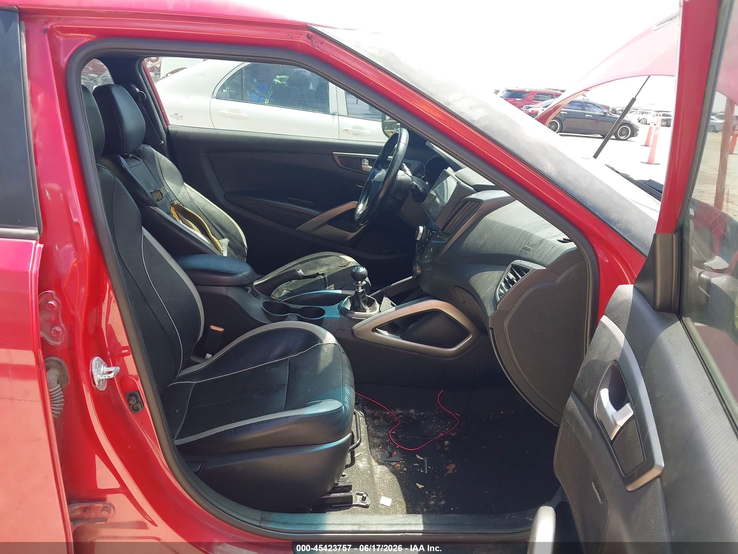 2014 Hyundai Veloster Turbo W/black Red vin: KMHTC6AE9EU206916