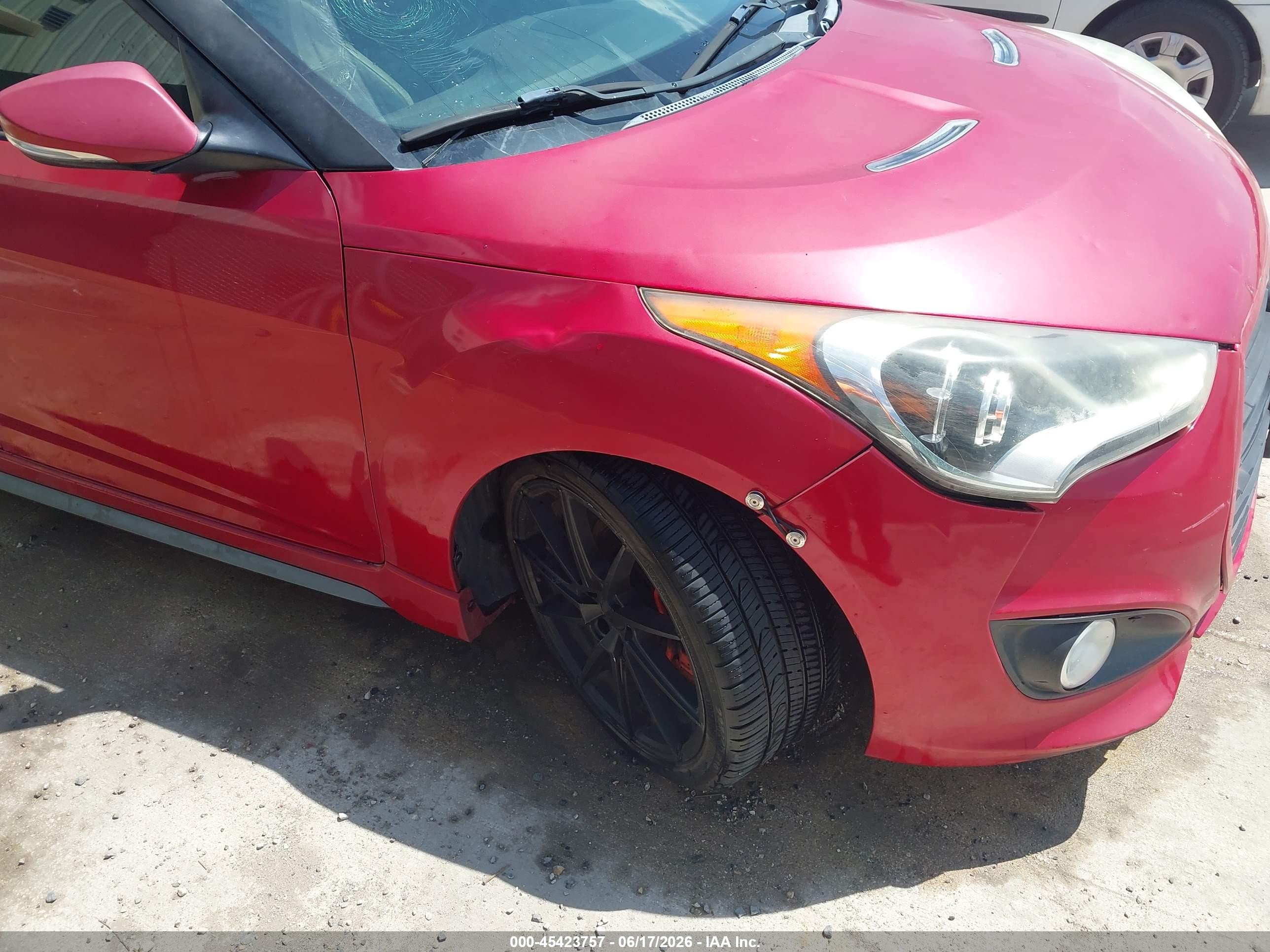 2014 Hyundai Veloster Turbo W/black Red vin: KMHTC6AE9EU206916