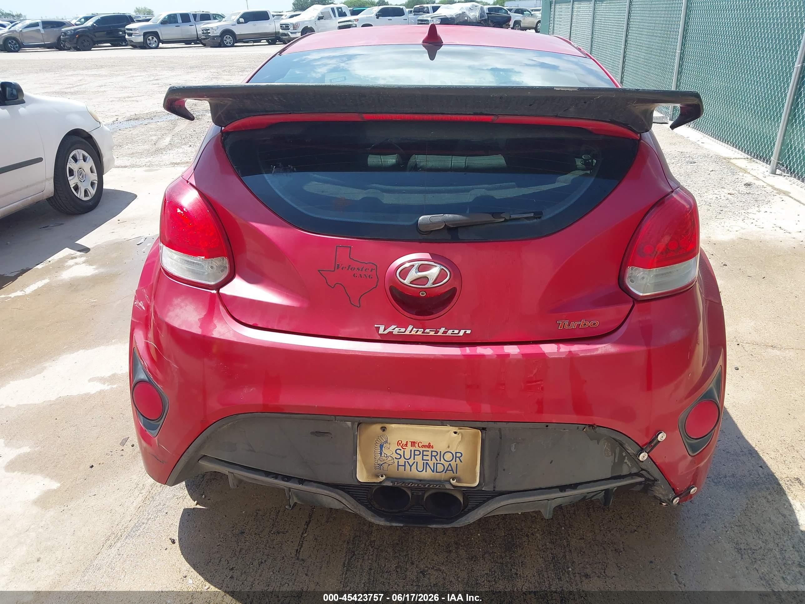 2014 Hyundai Veloster Turbo W/black Red vin: KMHTC6AE9EU206916