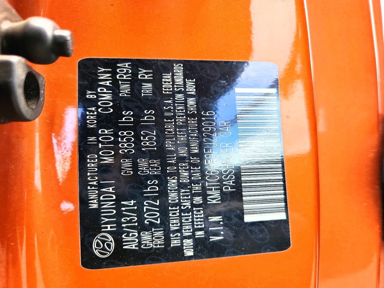 2015 Hyundai Veloster Turbo Orange vin: KMHTC6AE9FU229016