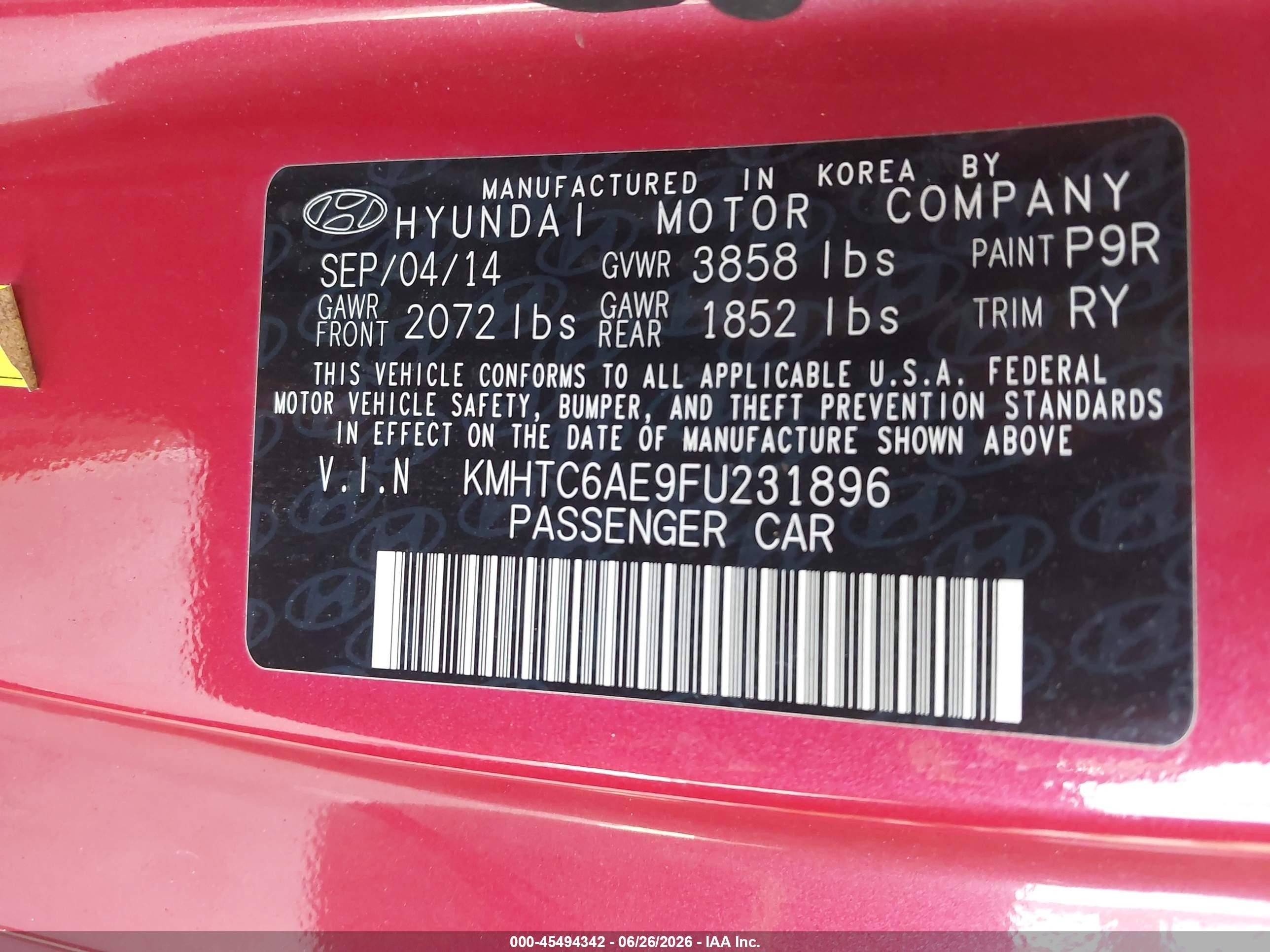 2015 Hyundai Veloster Turbo Red vin: KMHTC6AE9FU231896