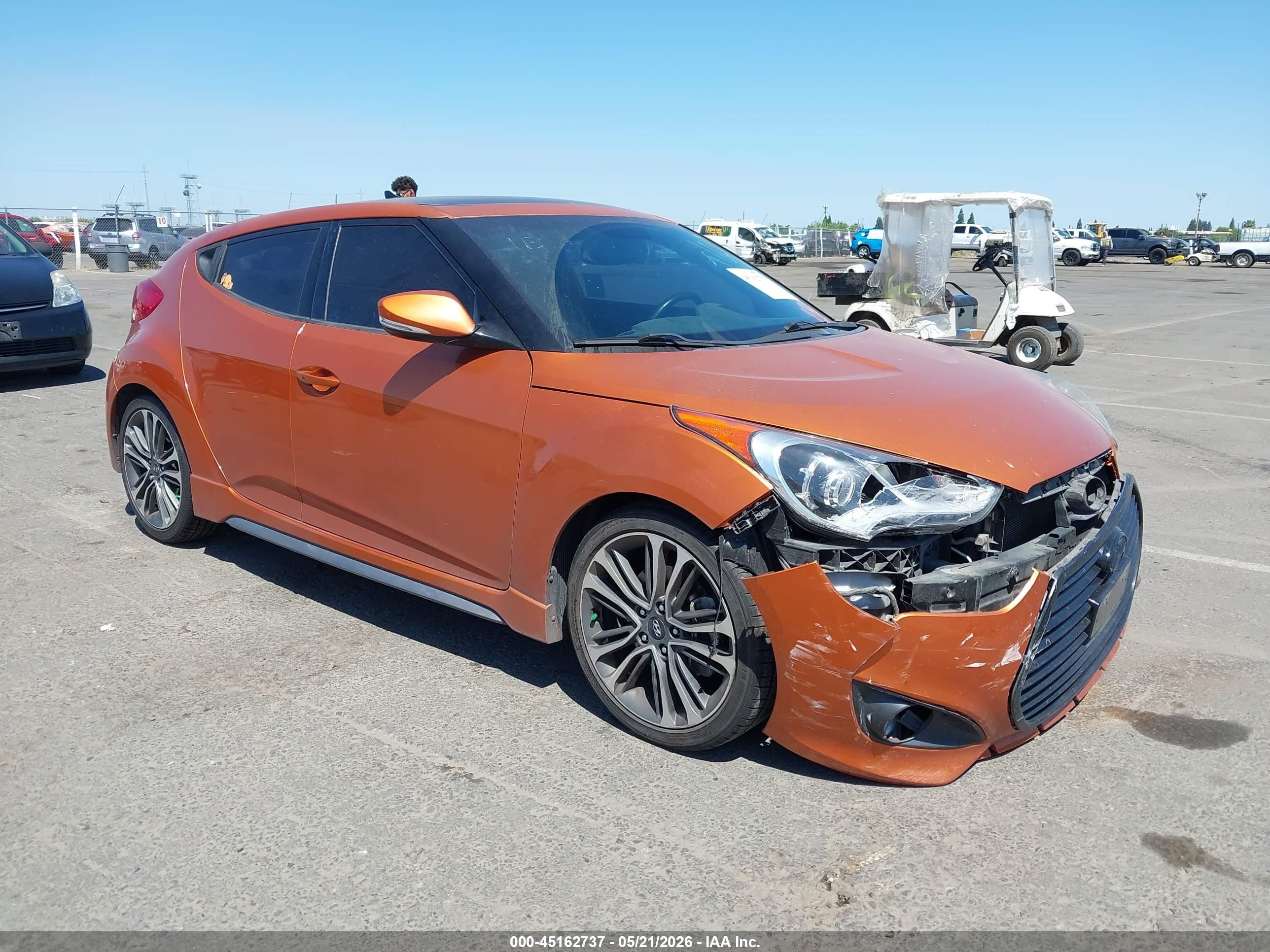2016 Hyundai Veloster Turbo Orange vin: KMHTC6AE9GU250143