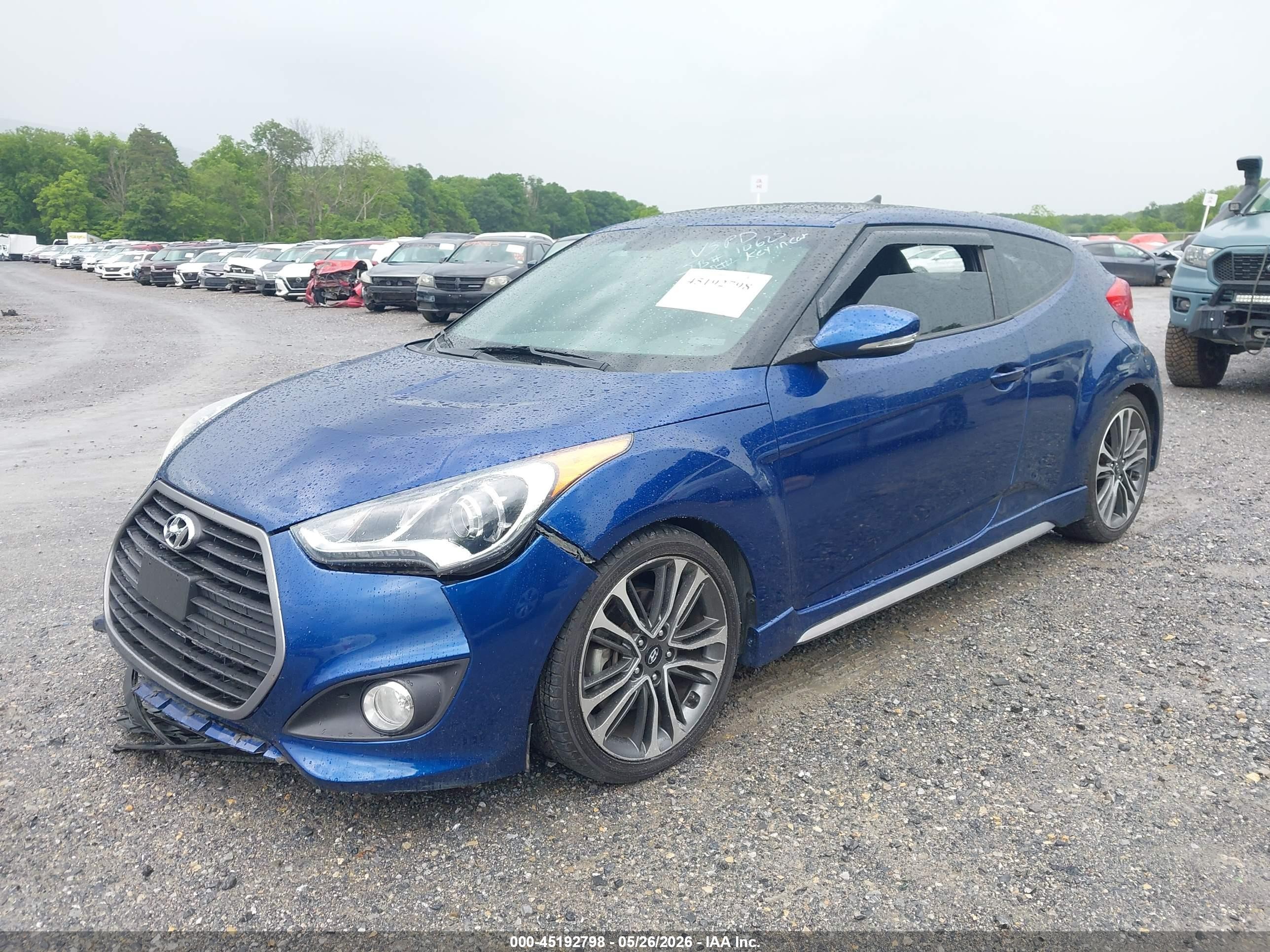 2016 Hyundai Veloster Turbo Blue vin: KMHTC6AE9GU266052