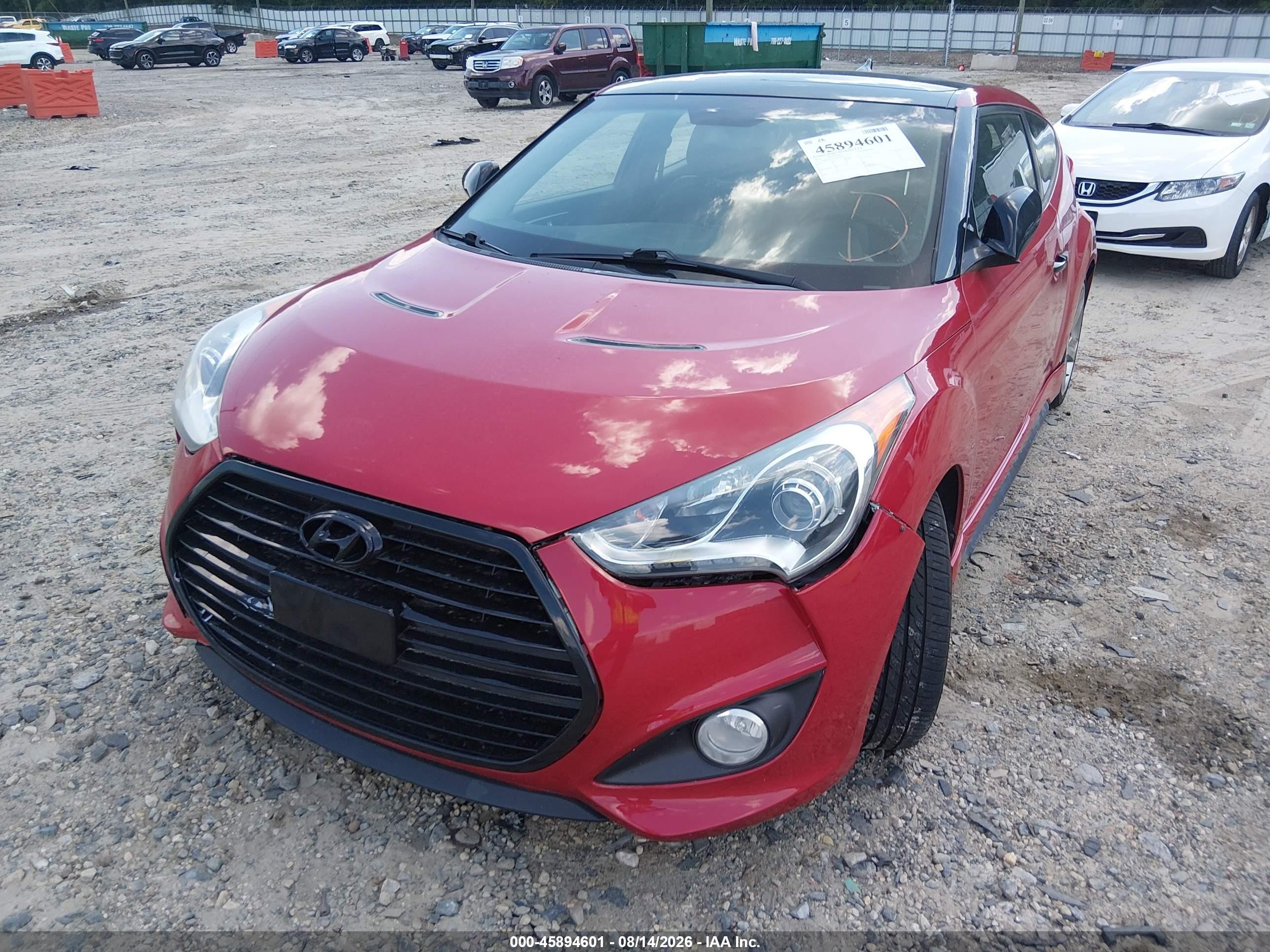 2013 Hyundai Veloster Turbo W/black Red vin: KMHTC6AEXDU095789