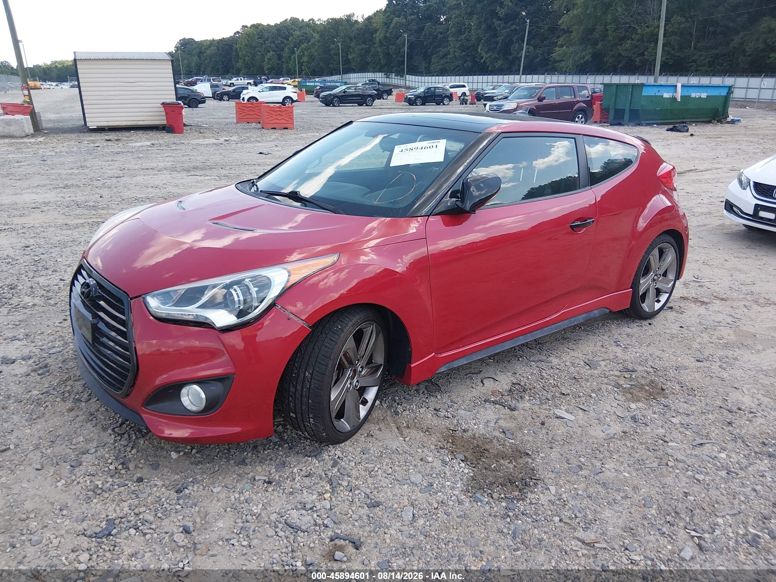 2013 Hyundai Veloster Turbo W/black Red vin: KMHTC6AEXDU095789