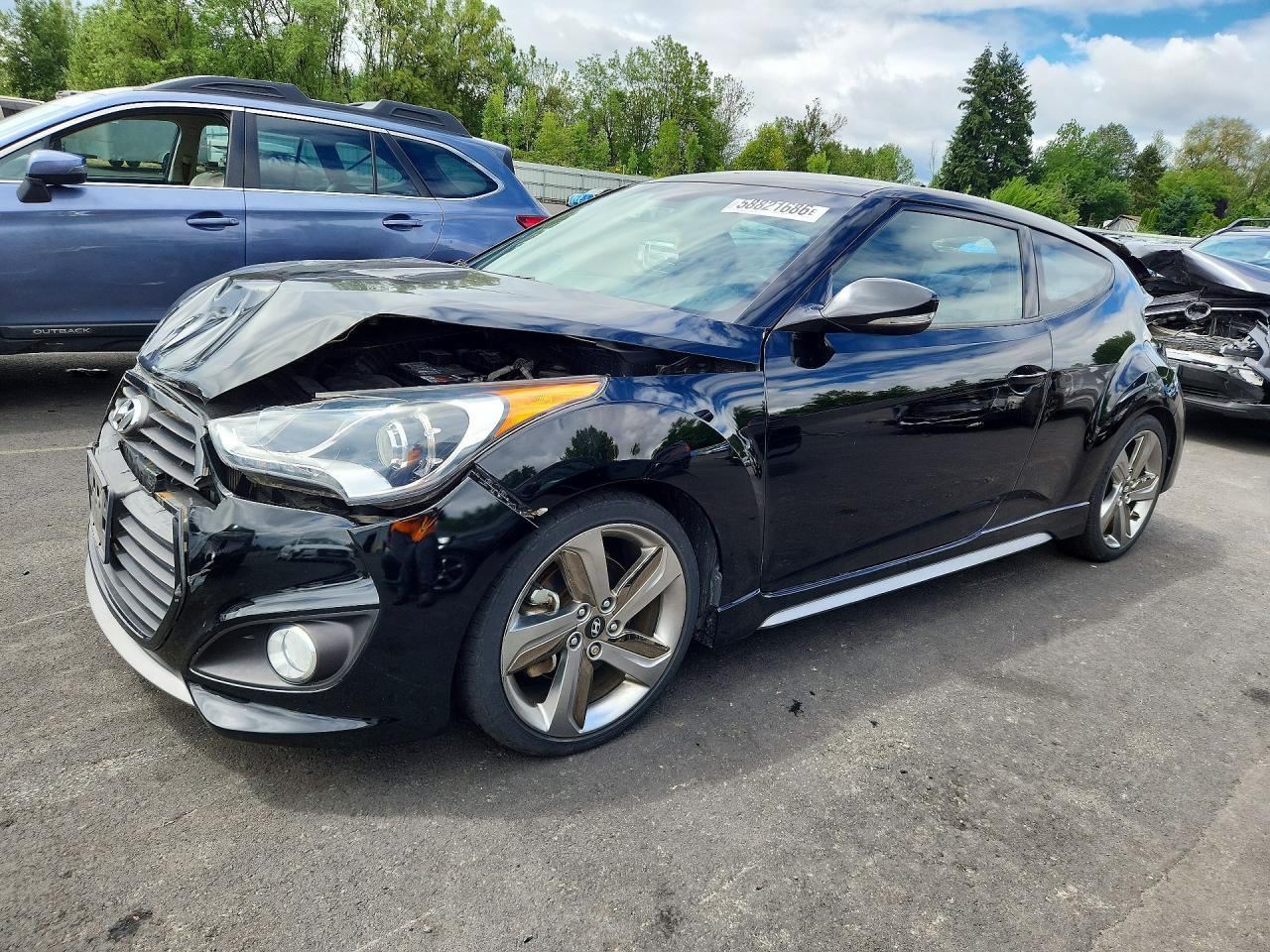 2013 Hyundai Veloster Turbo Black vin: KMHTC6AEXDU107441