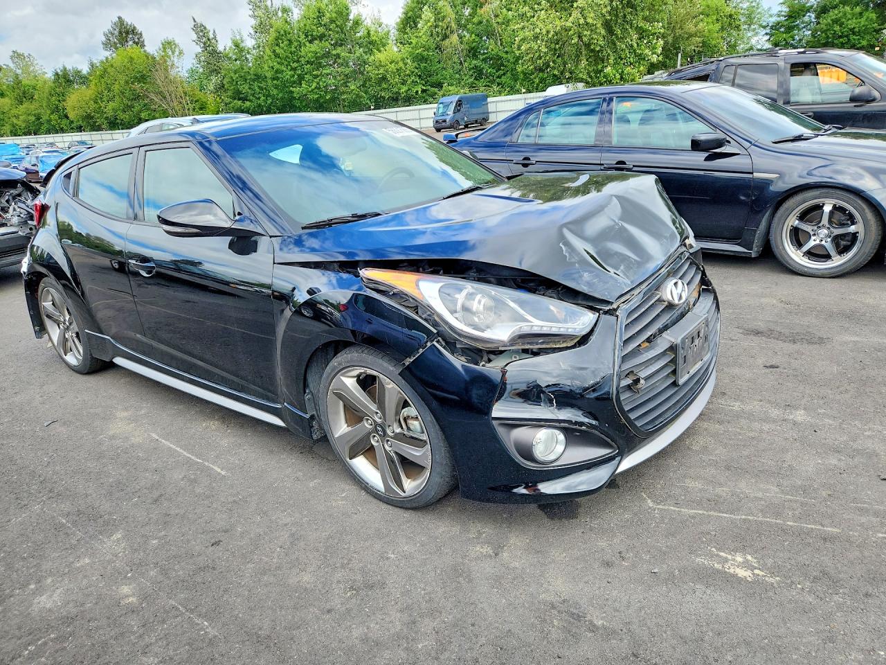 2013 Hyundai Veloster Turbo Black vin: KMHTC6AEXDU107441