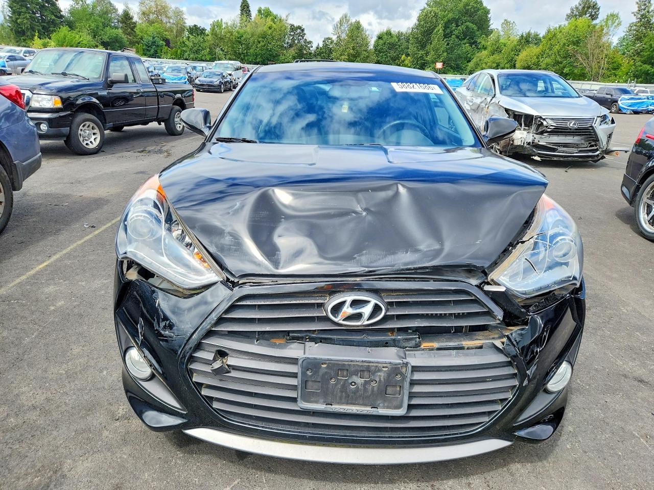 2013 Hyundai Veloster Turbo Black vin: KMHTC6AEXDU107441